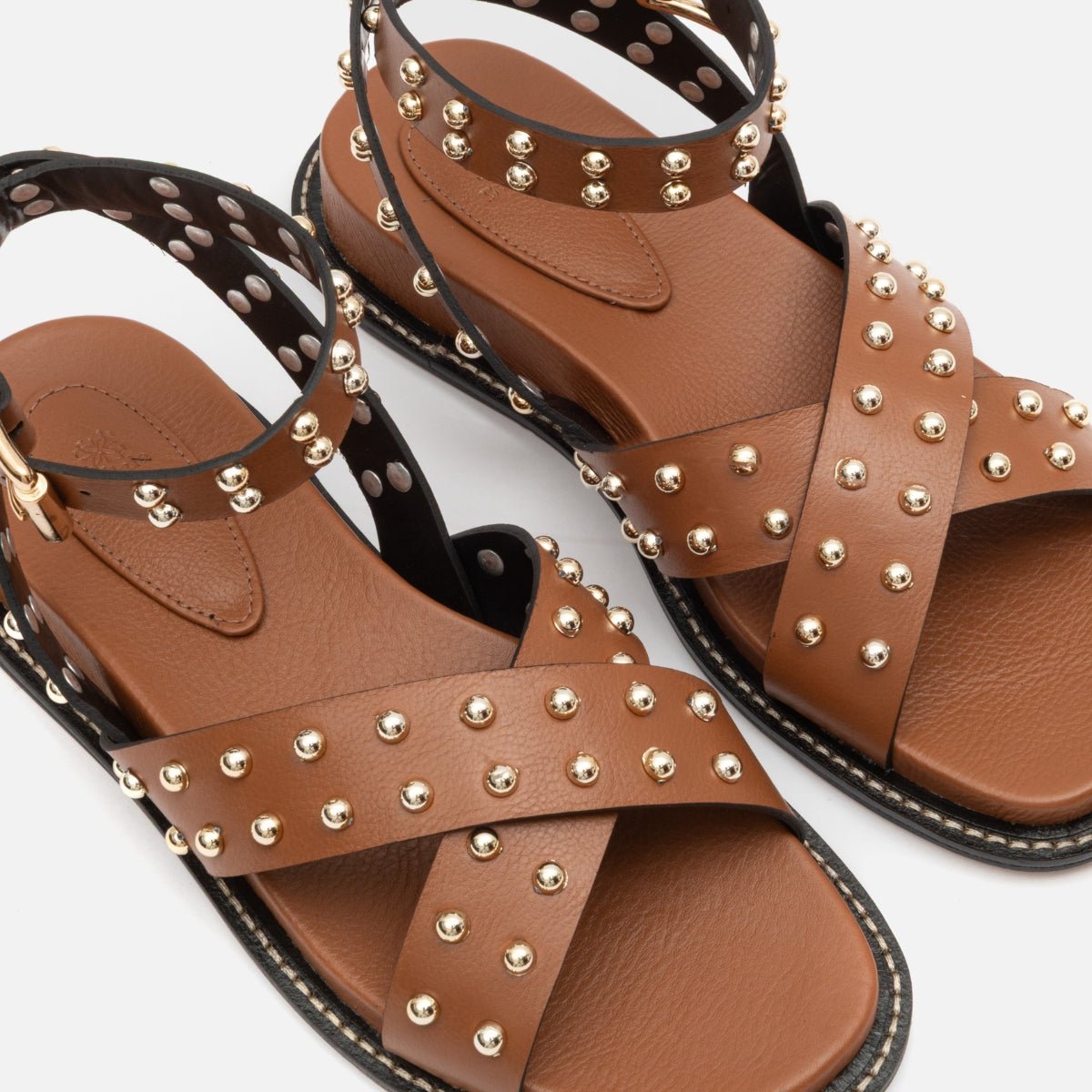 Sandália boho com aplicações carmel - Balaia