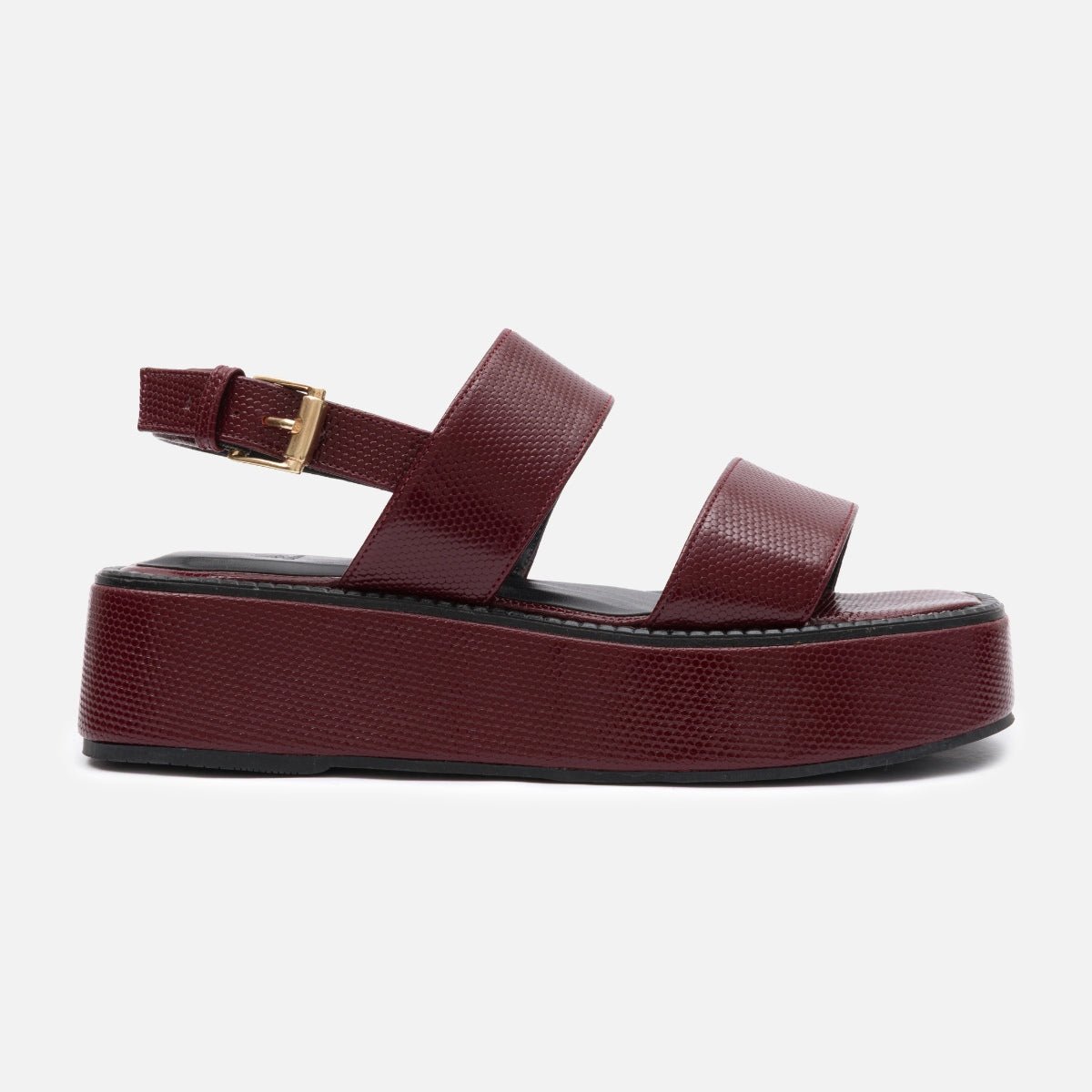 Sandália Flatform em Couro Wine - Balaia