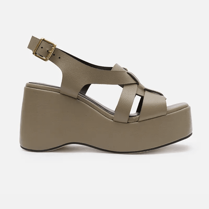 Sandália plataforma tiras khaki - Balaia