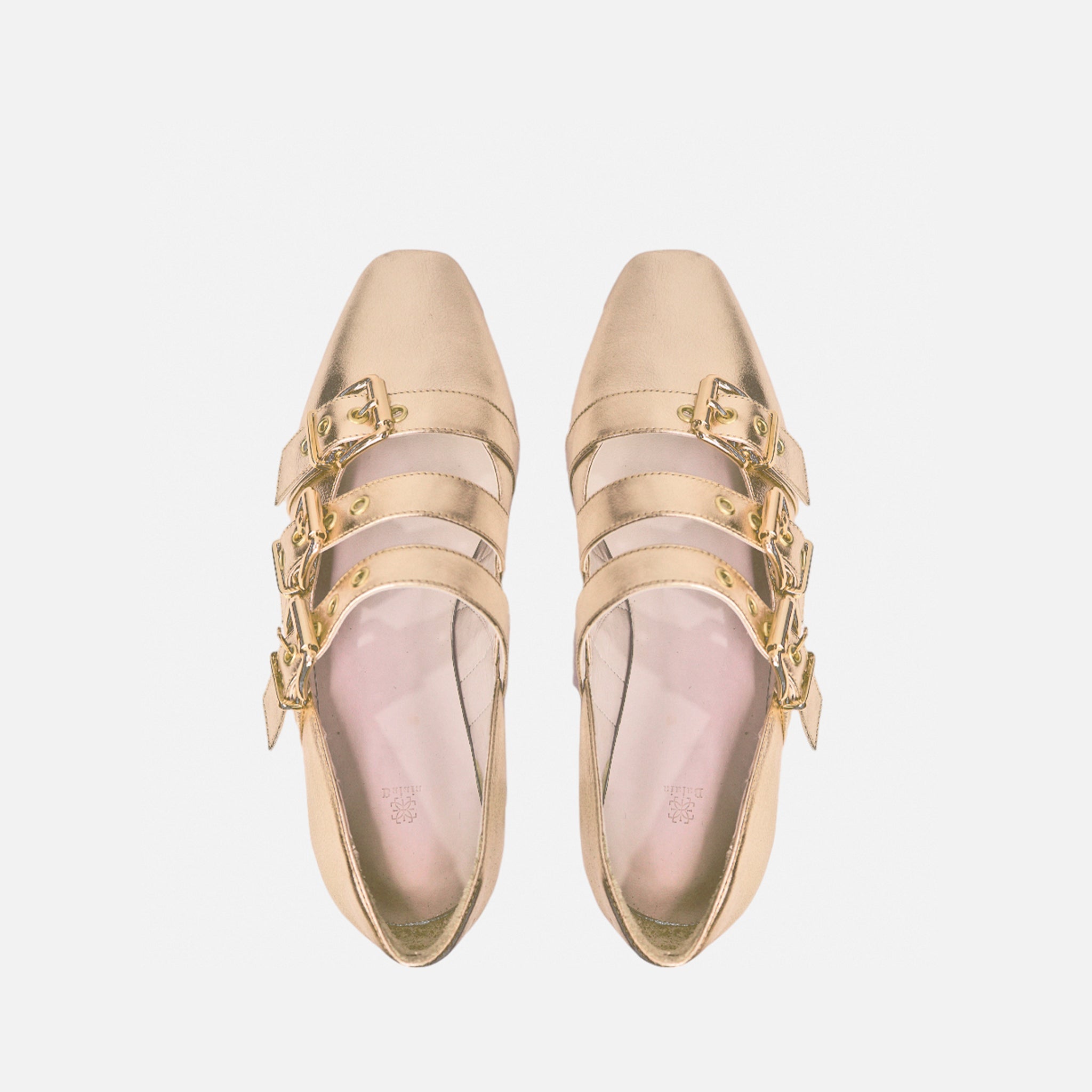 Sapatilha Mary Jane Rocker em Couro Ouro Light - Balaia