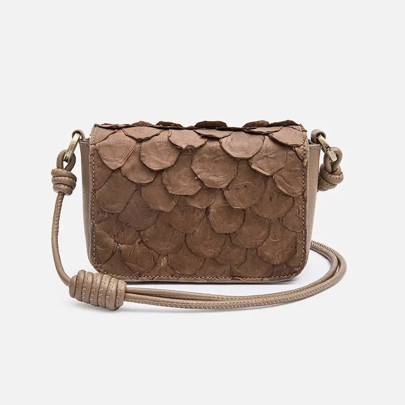 Bolsa Selena em Couro Pirarucu Grigio