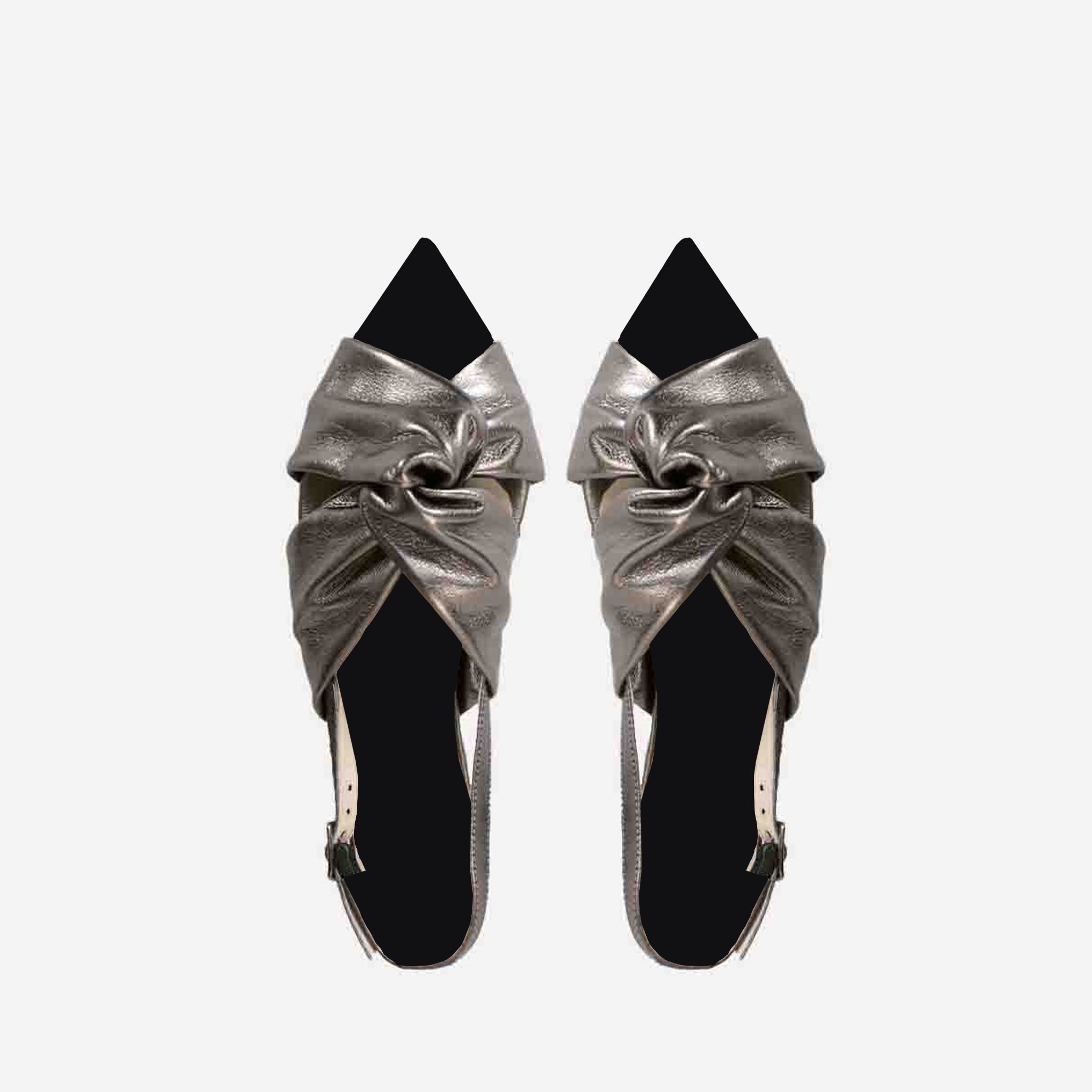 Slingback Tiras Entrelaçadas Pillow em Couro Carbono - Balaia