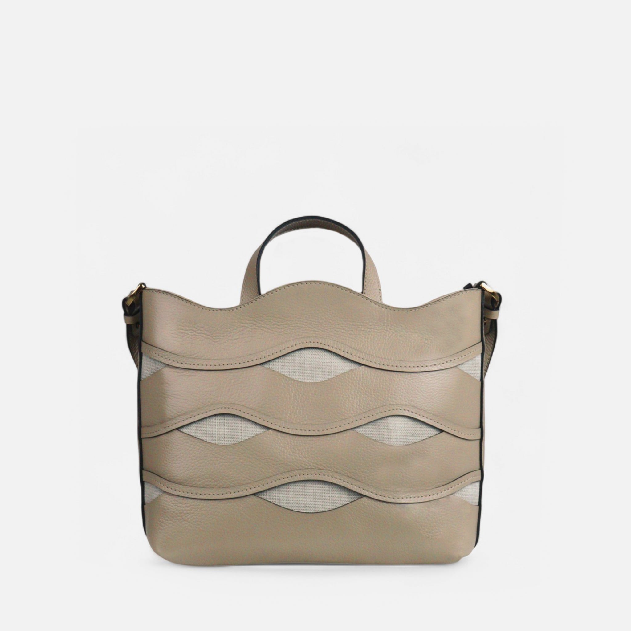Bolsa Wave em Couro Bege