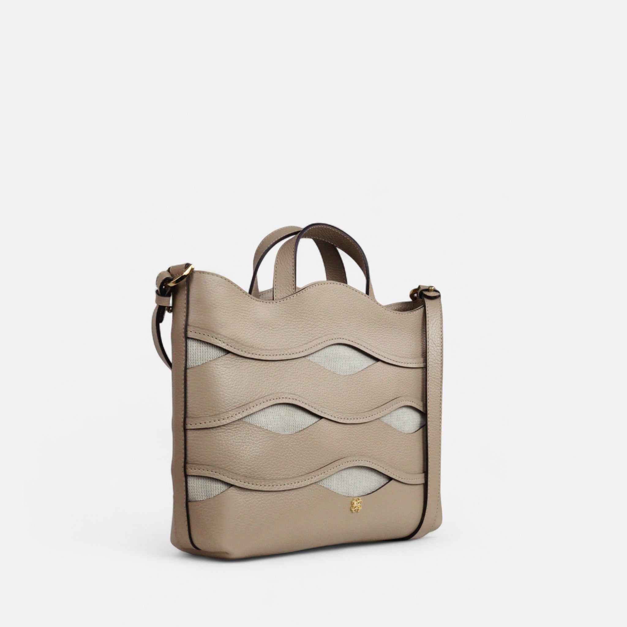 Bolsa Wave em Couro Bege