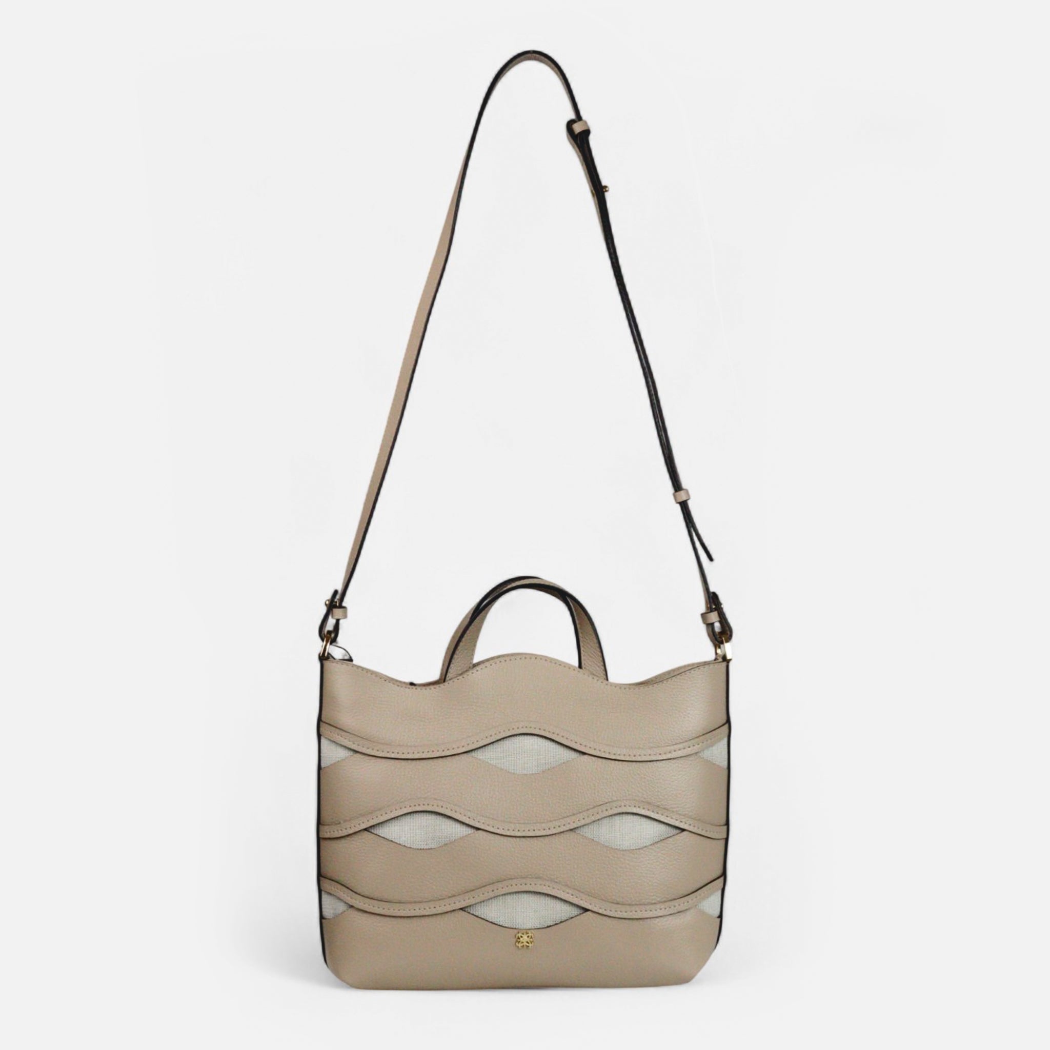 Bolsa Wave em Couro Bege