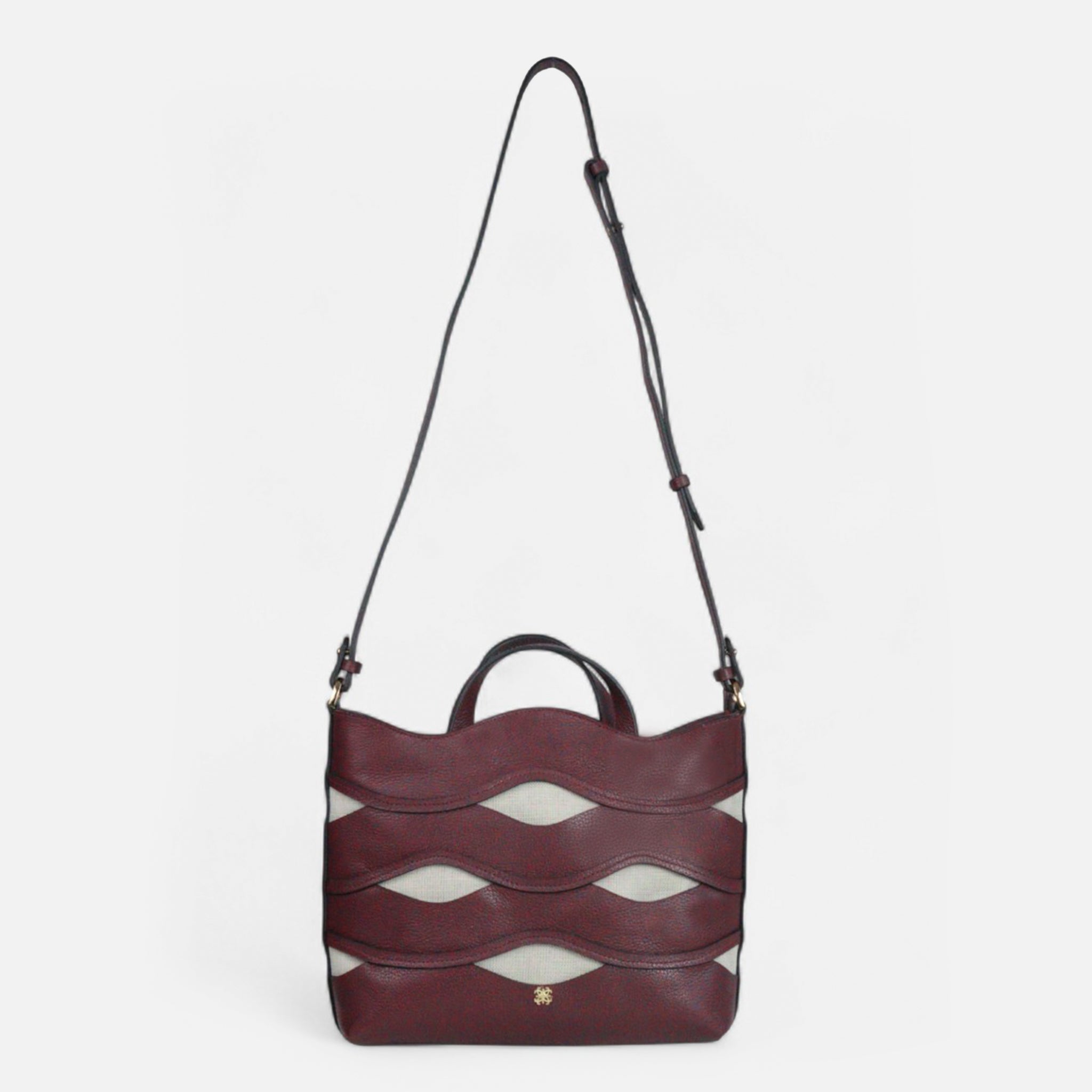Bolsa Wave em Couro Cabernet