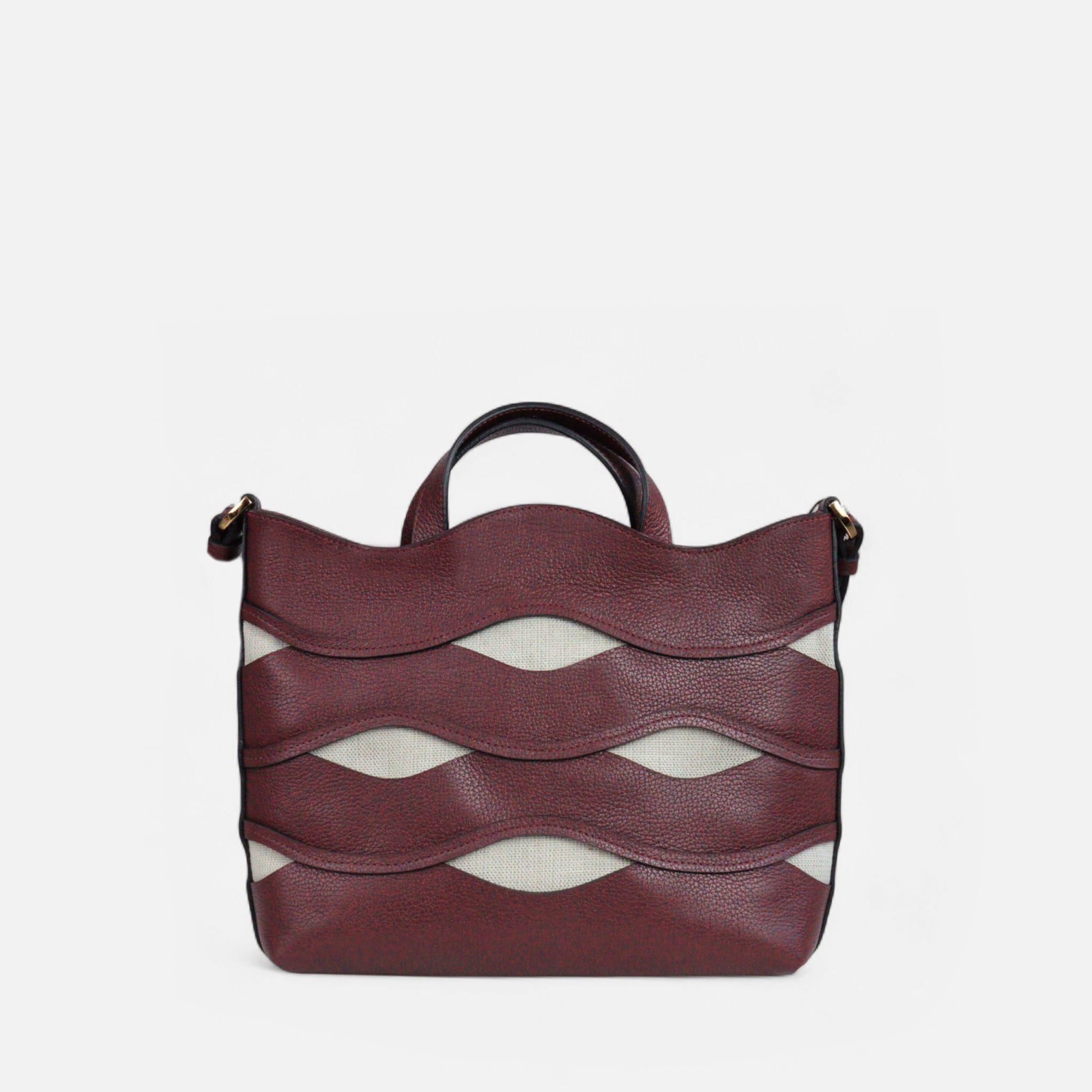 Bolsa Wave em Couro Cabernet