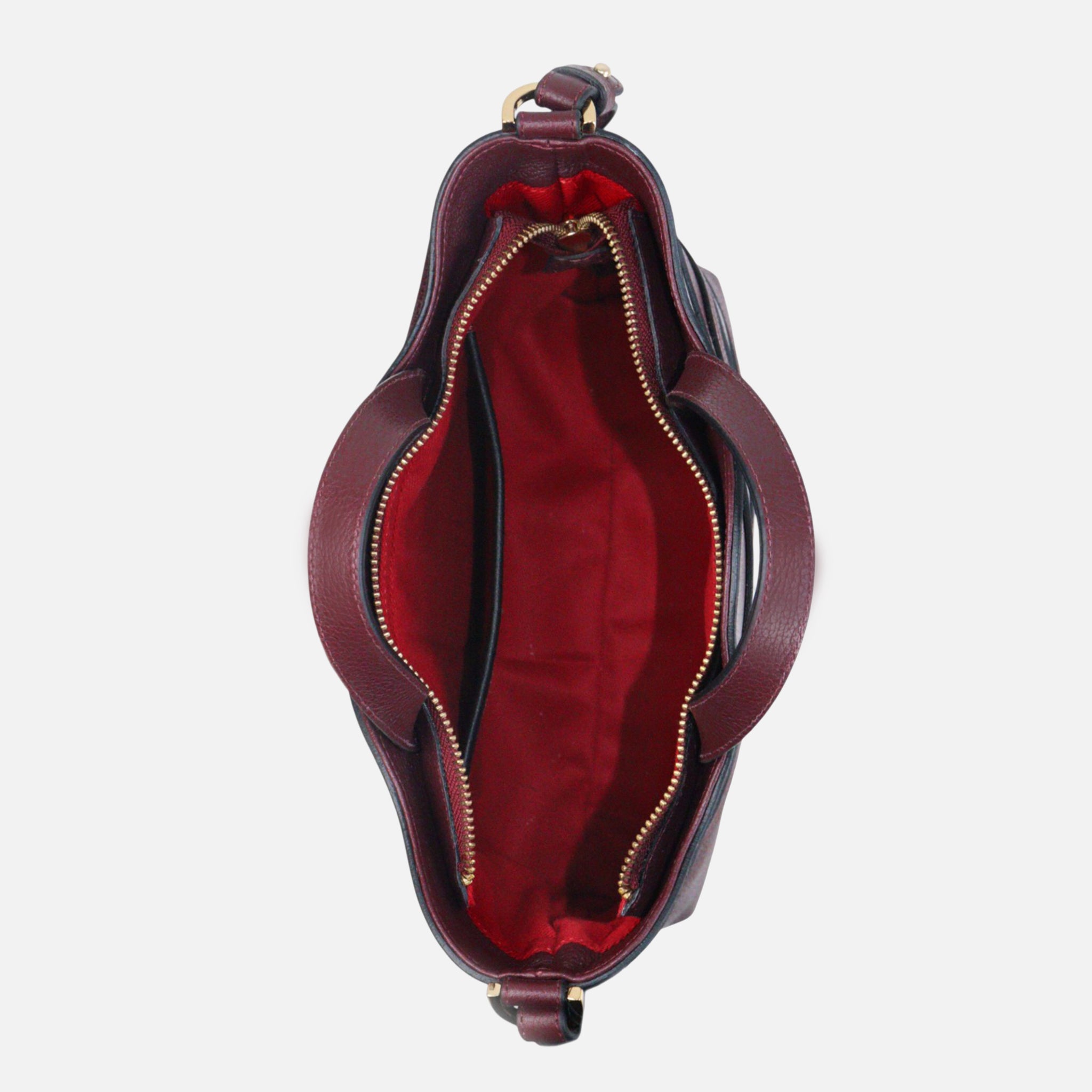 Bolsa Wave em Couro Cabernet