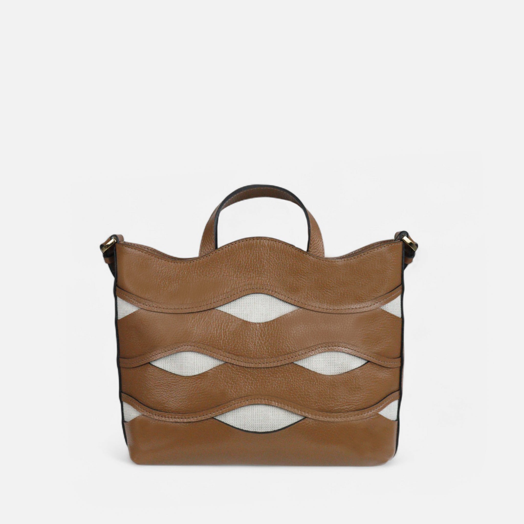 Bolsa Wave em Couro Carmel
