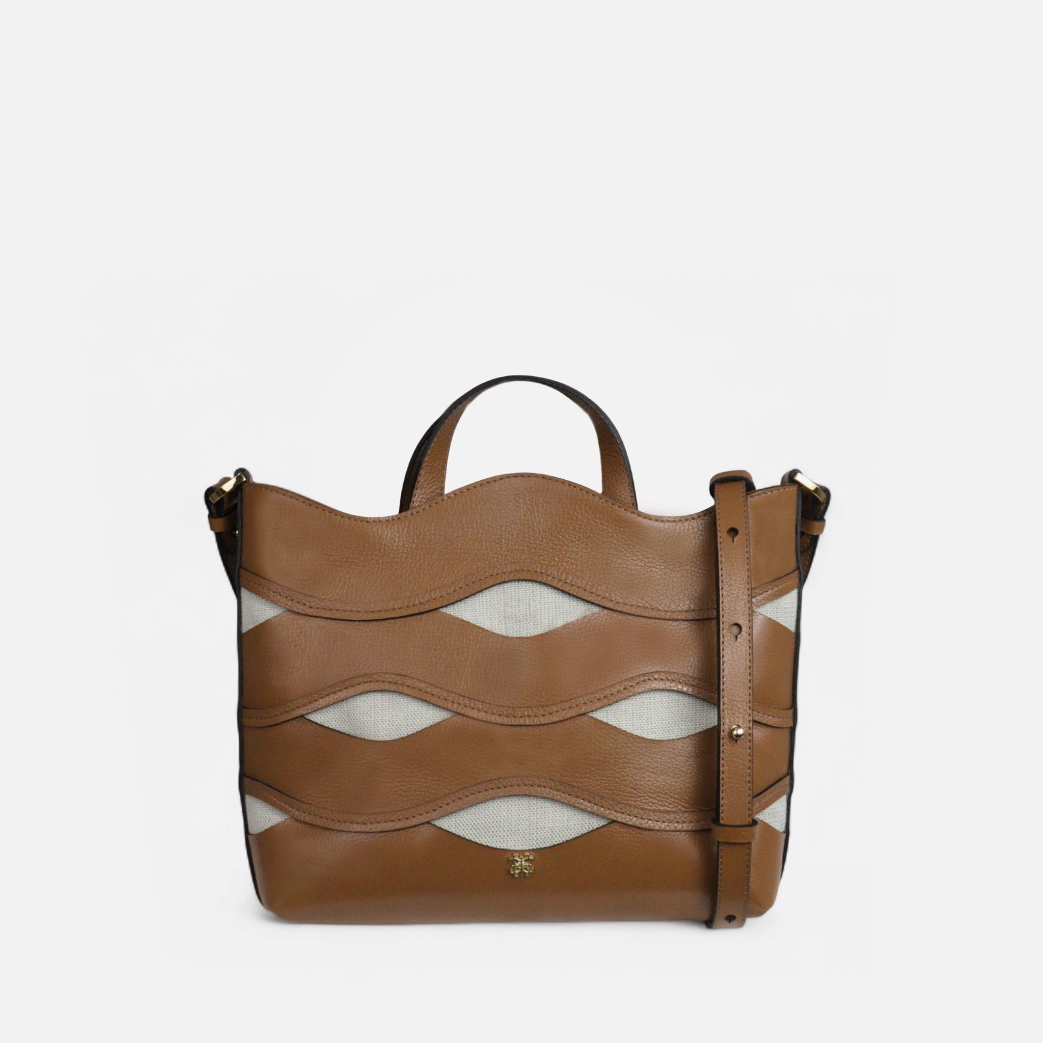 Bolsa Wave em Couro Carmel
