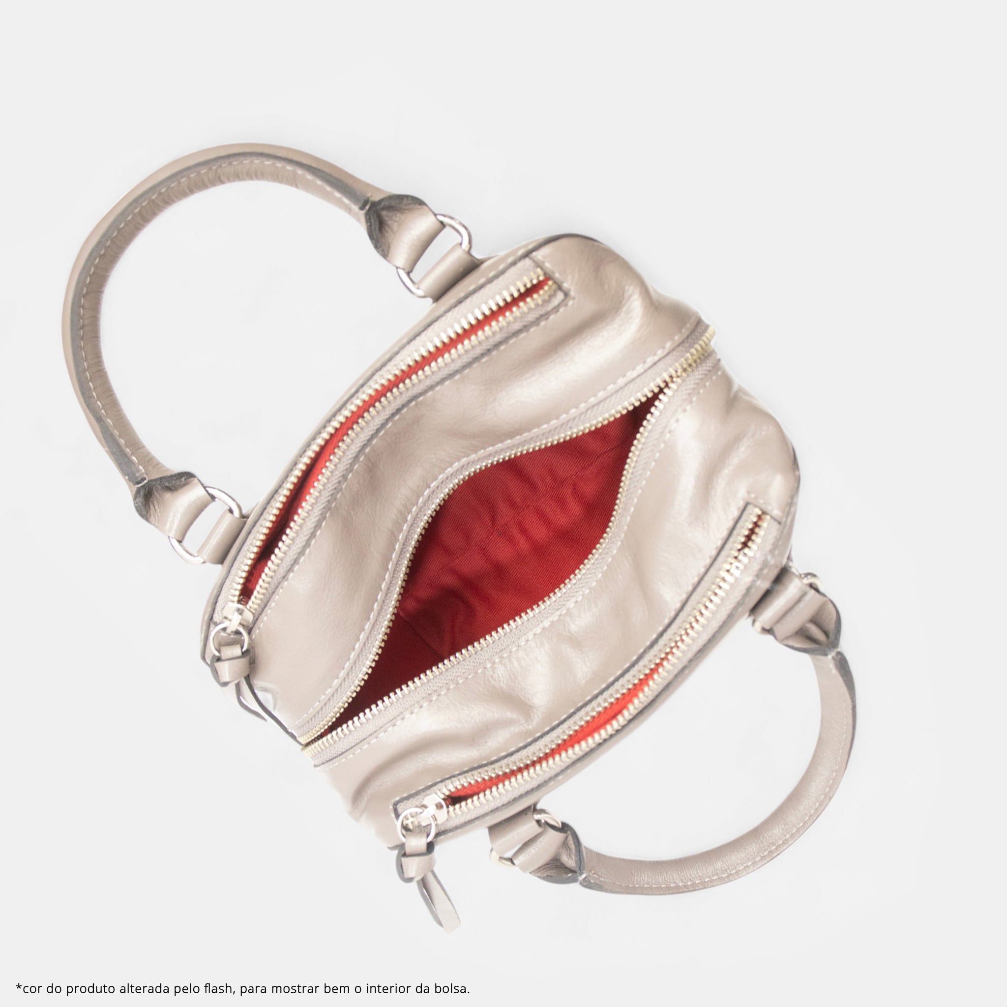 Bolsa Zoe P em Couro Cimento