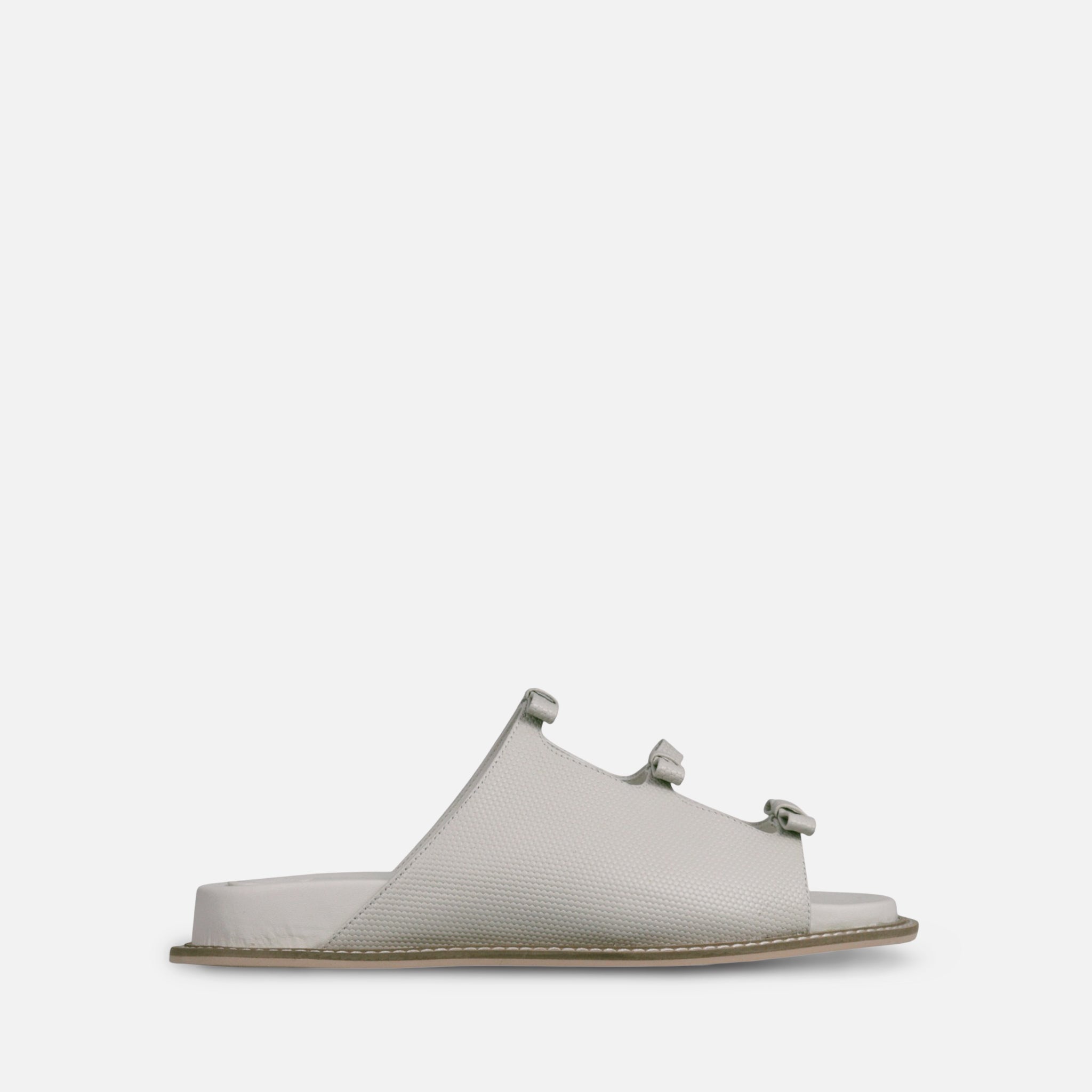 Papete Laços em Couro Texturizado Off White