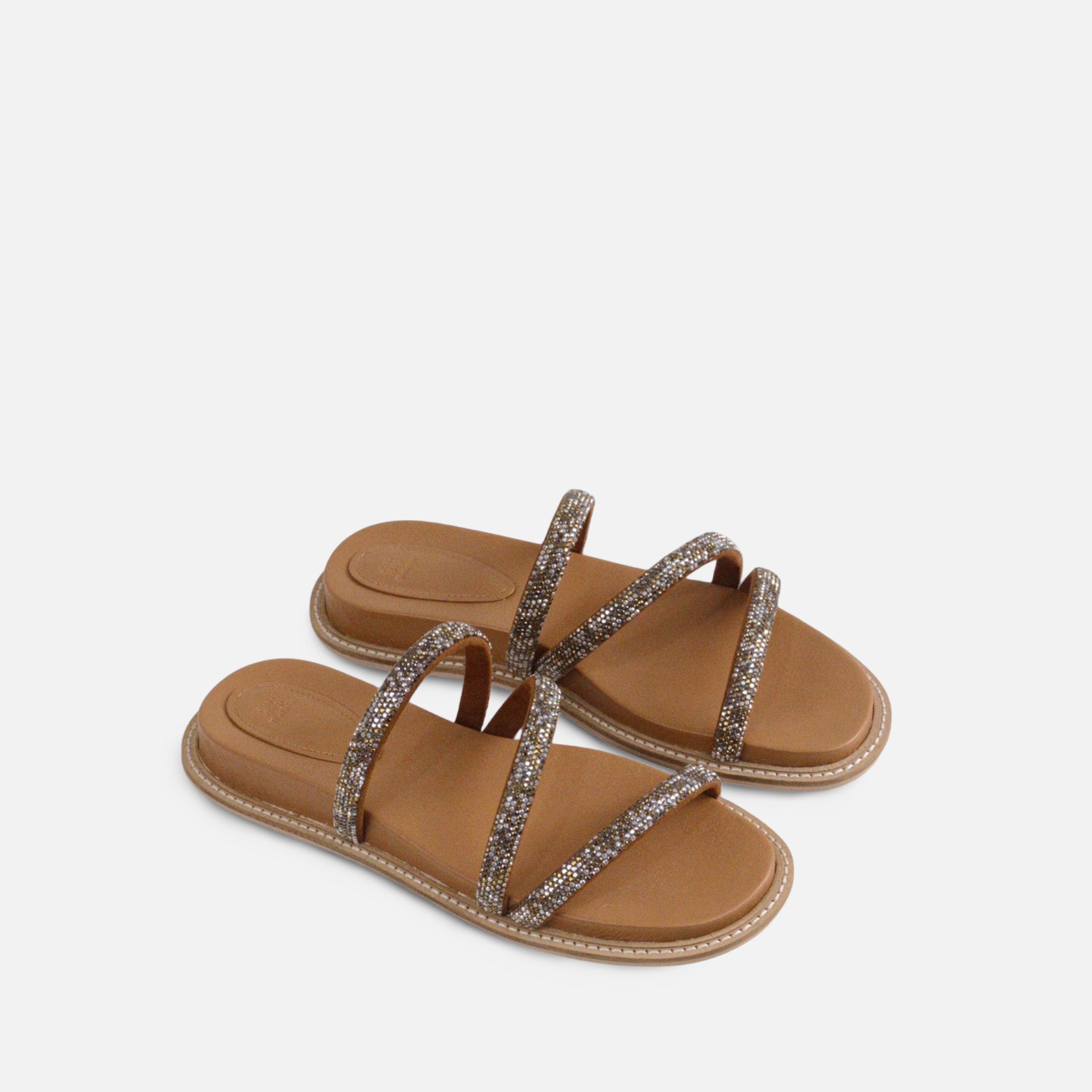 Papete com Strass em Couro Carmel