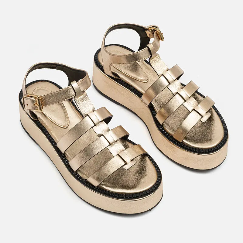 Flatform Fisherman em Couro Ouro