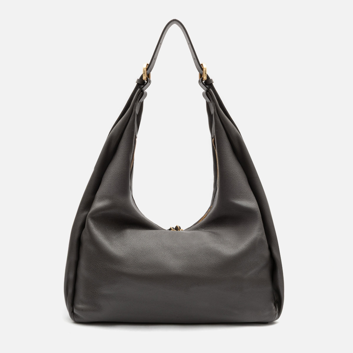 Bolsa Cleo hobo em couro grafite