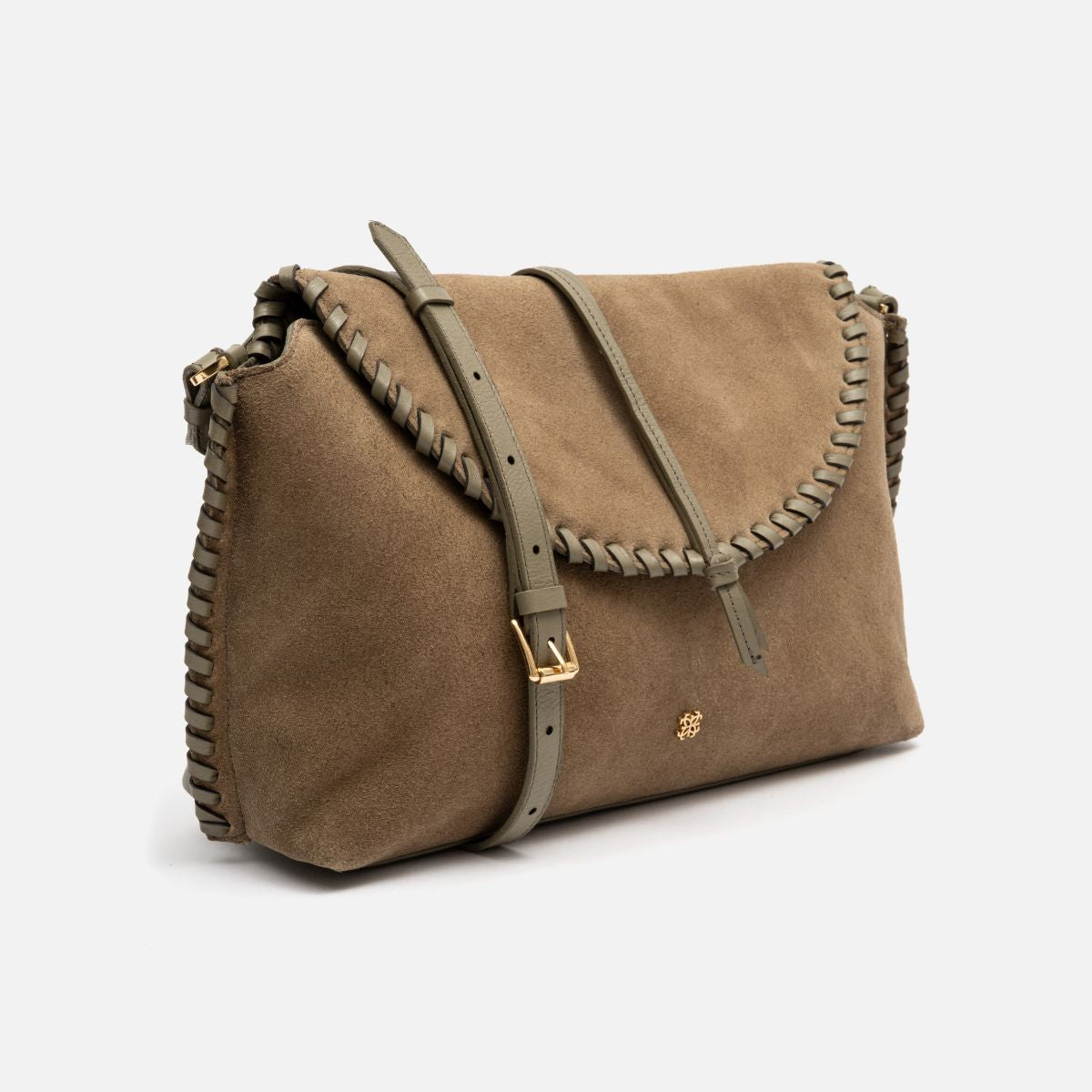Bolsa Ivy em camurça khaki