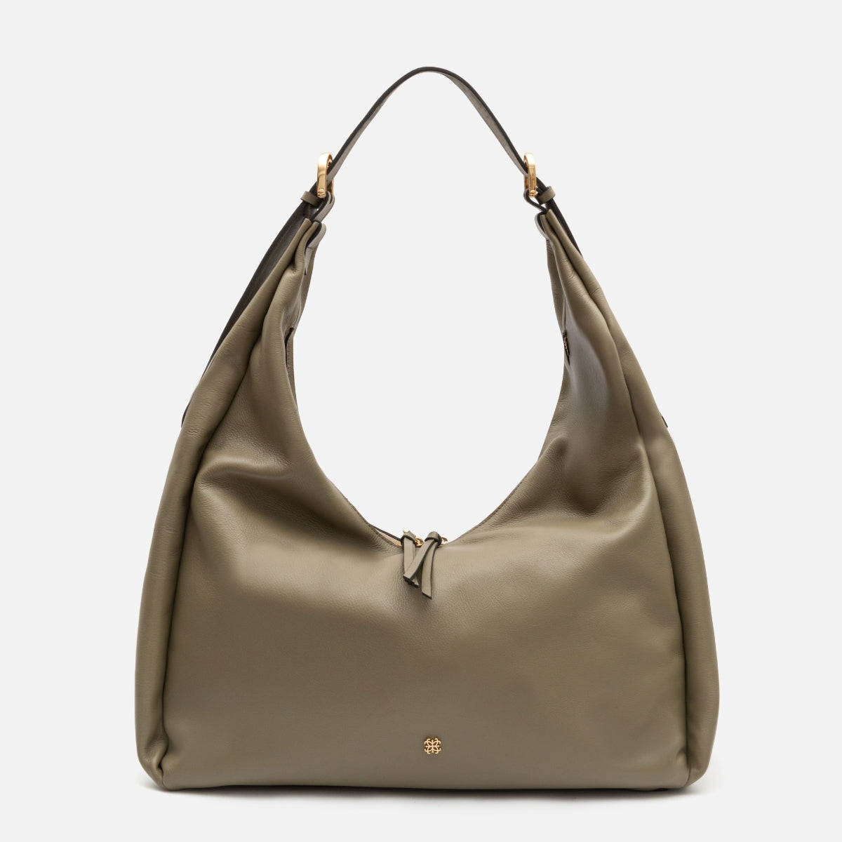 Bolsa Cleo hobo em couro khaki