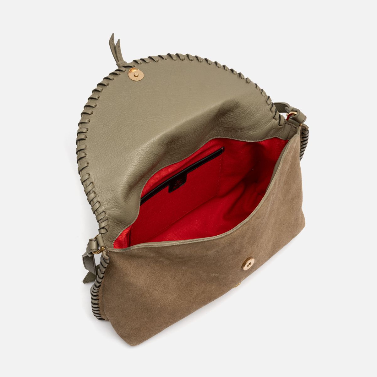 Bolsa Ivy em camurça khaki