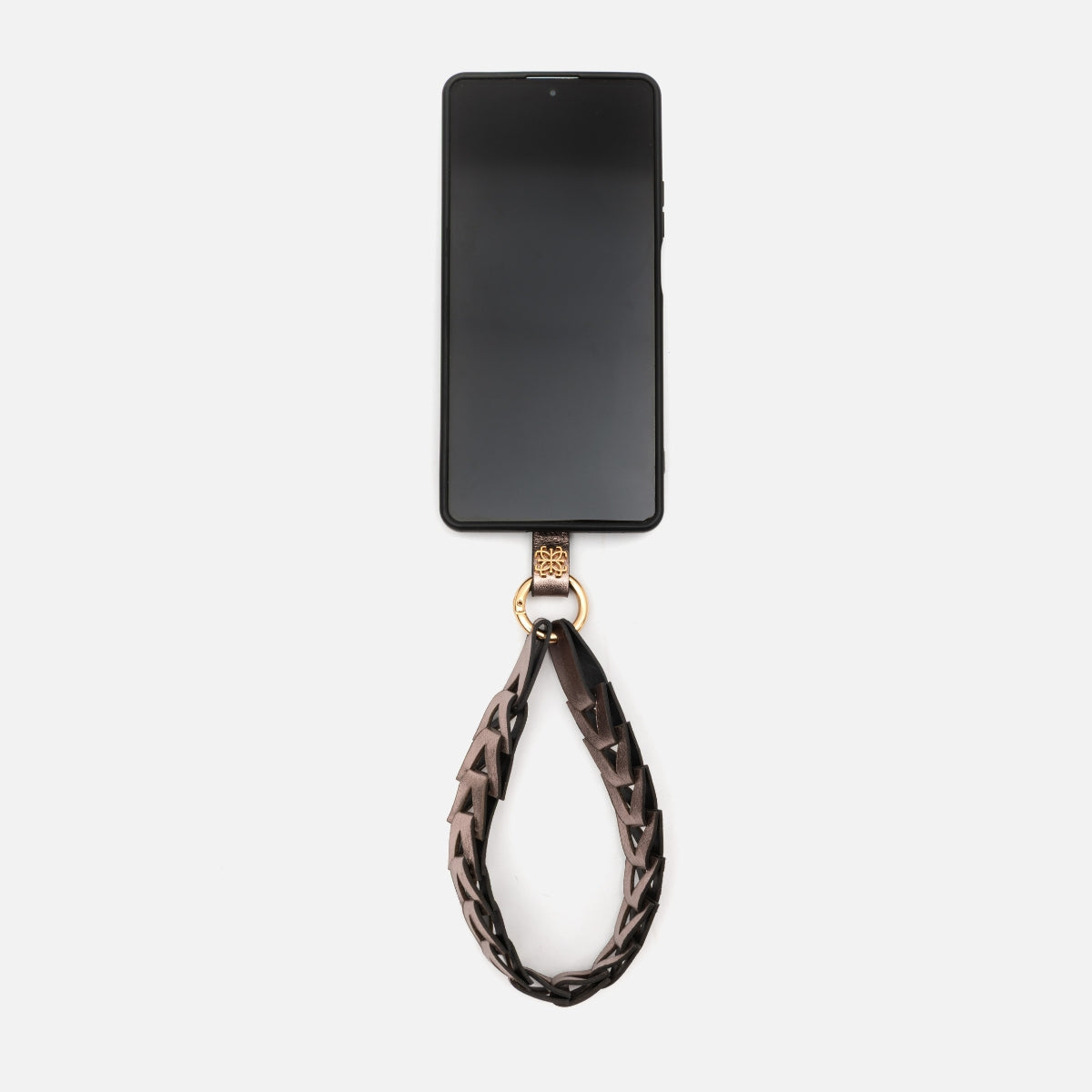 Phone Strap em Couro Ônix