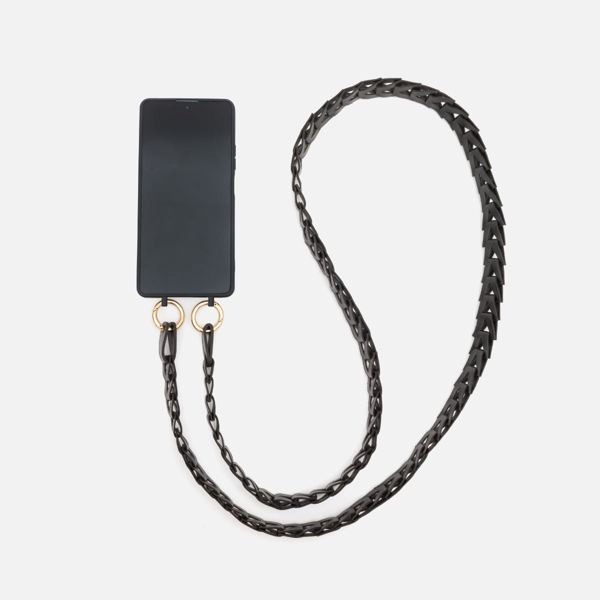 Phone Strap em Couro Preto