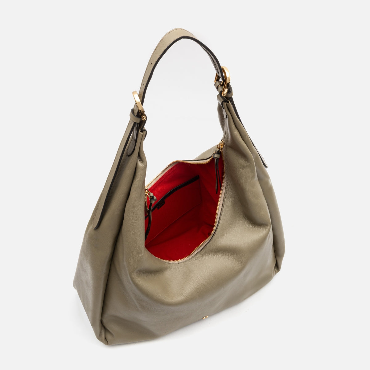 Bolsa Cleo hobo em couro khaki