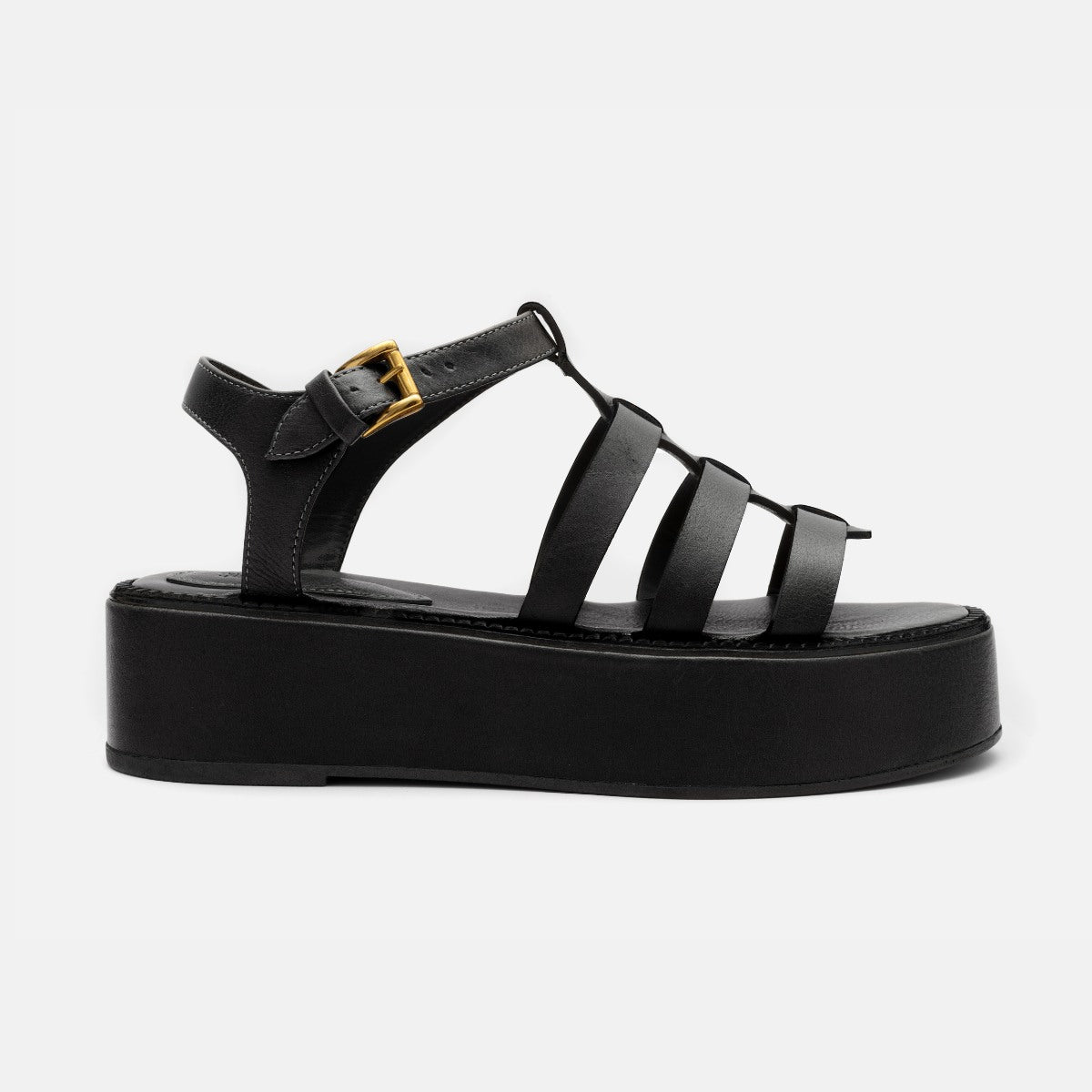 Flatform Fisherman em Couro Preto