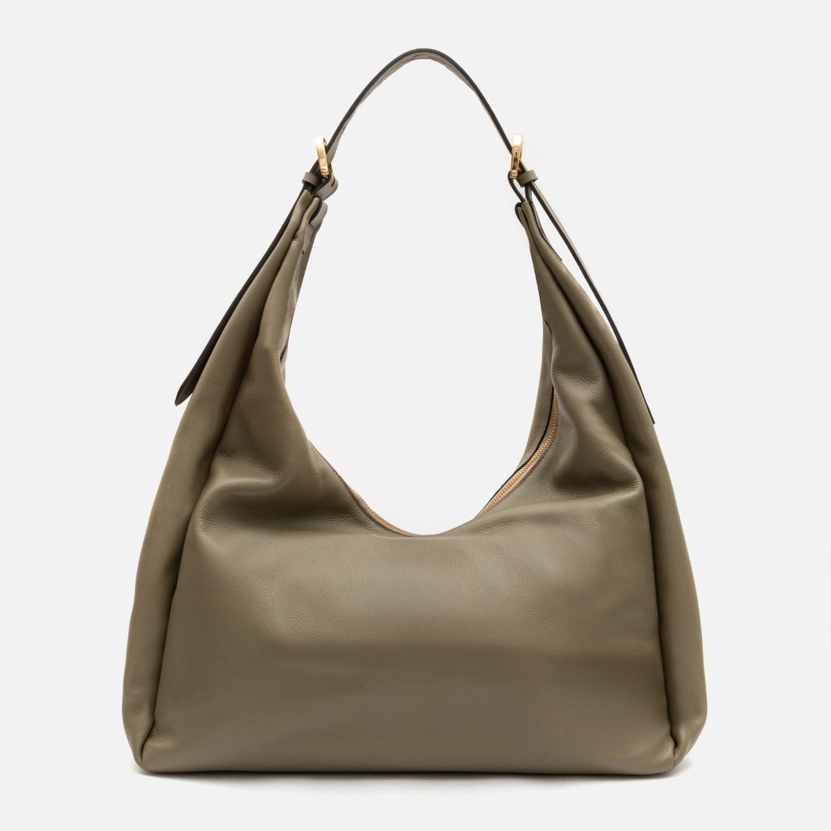 Bolsa Cleo hobo em couro khaki