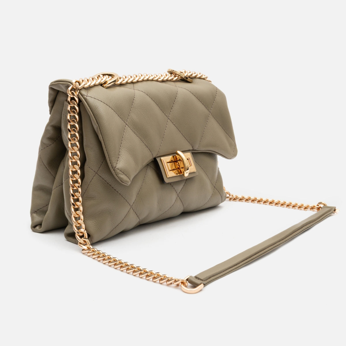 Bolsa Iza em Couro Khaki