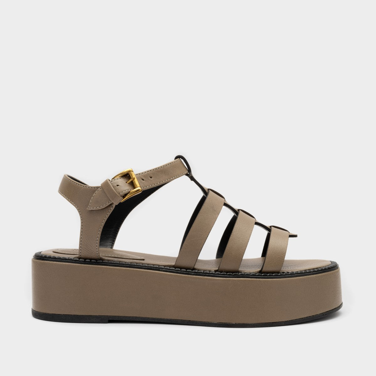 Flatform Fisherman em Couro Khaki