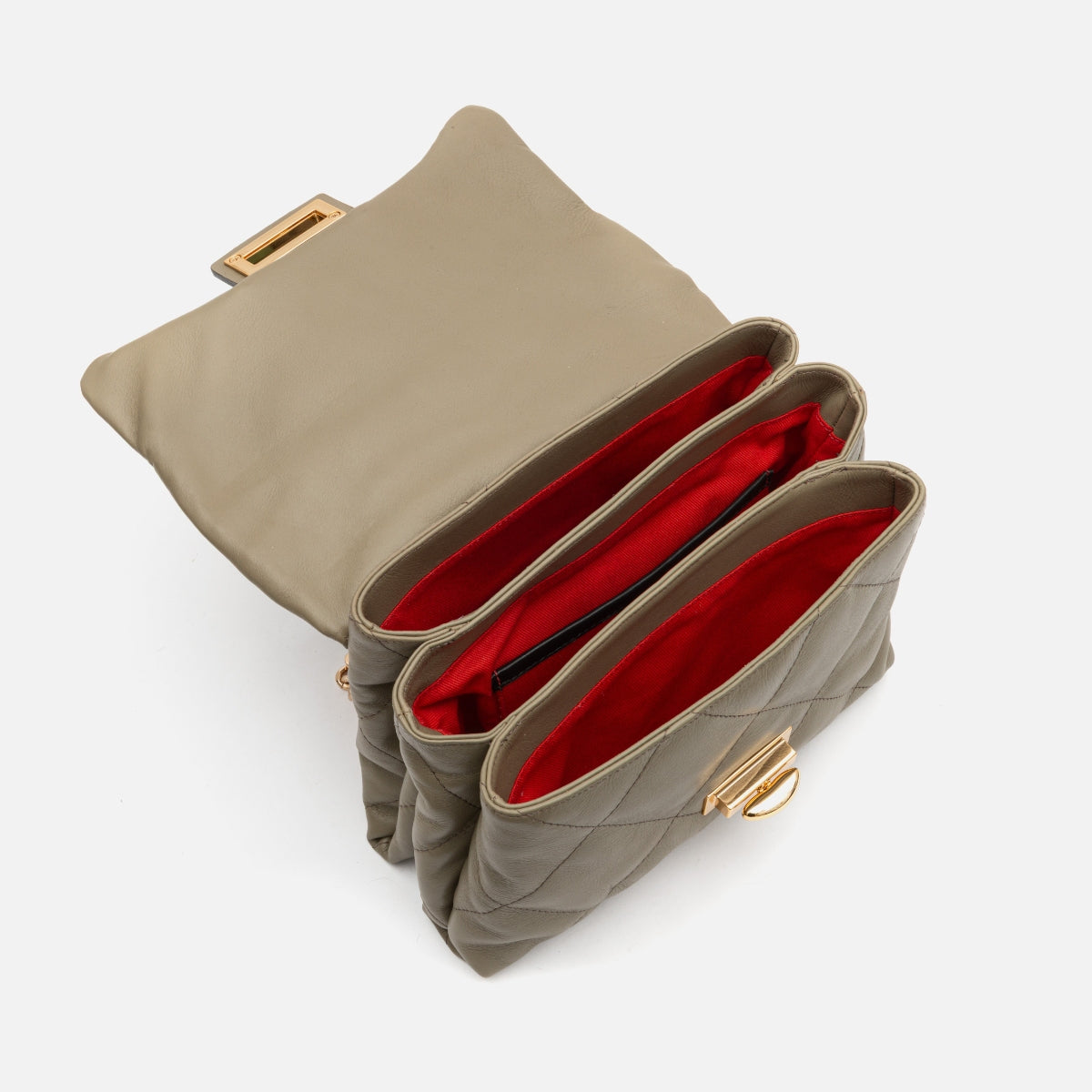 Bolsa Iza em Couro Khaki
