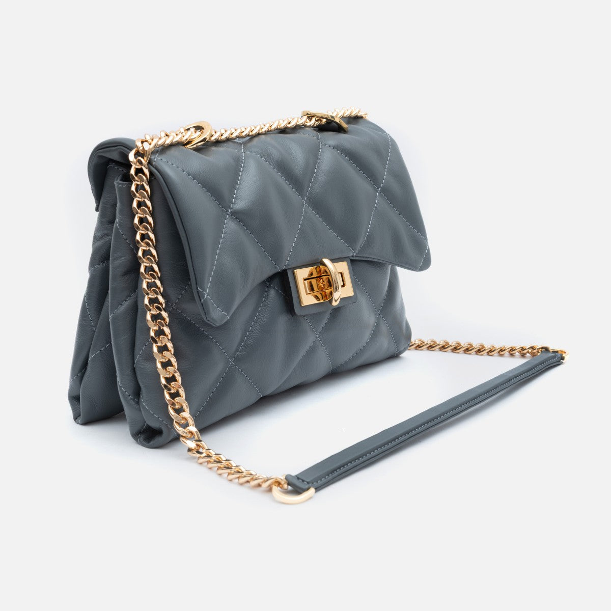 Bolsa Iza em Couro Grafite