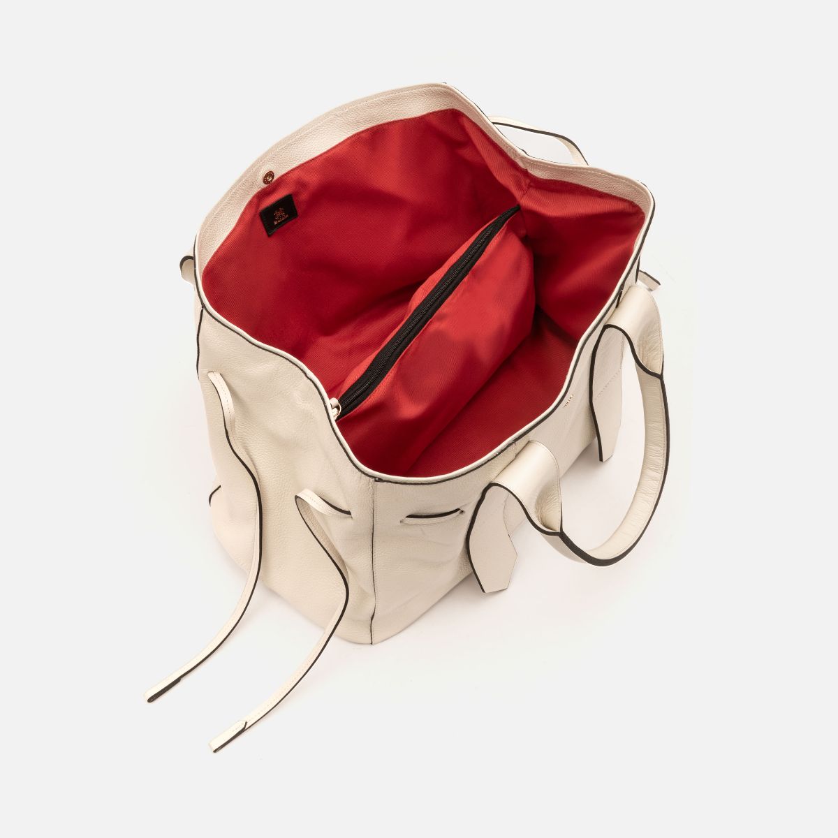 Bolsa Bianca com forro em Couro Off White