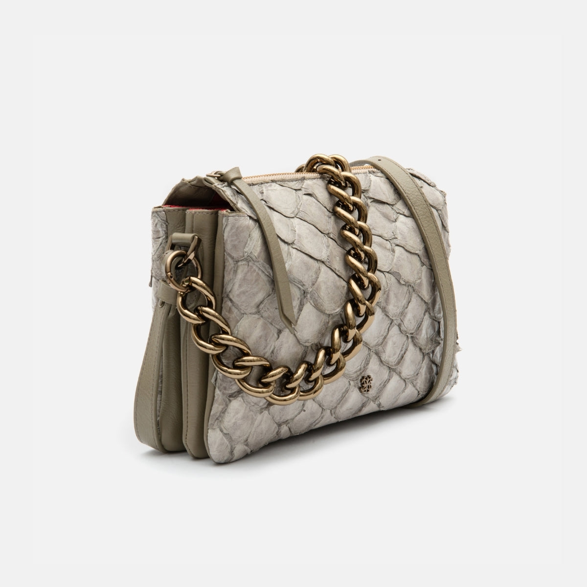 Bolsa Giulia em Couro Pirarucu Cinza