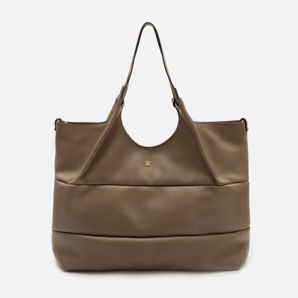 Bolsa Clara Tote em Couro Khaki