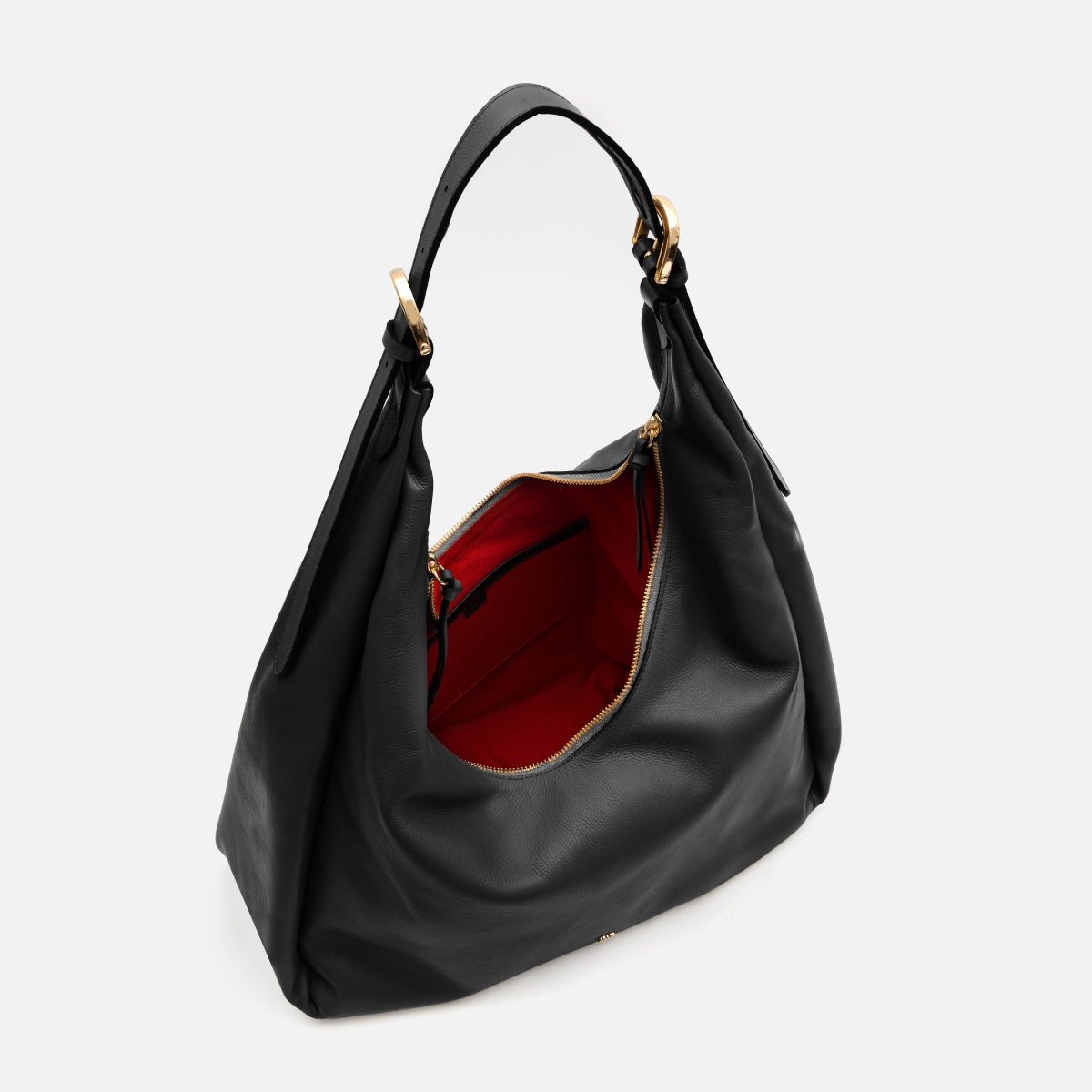 Bolsa Cleo hobo em couro preto