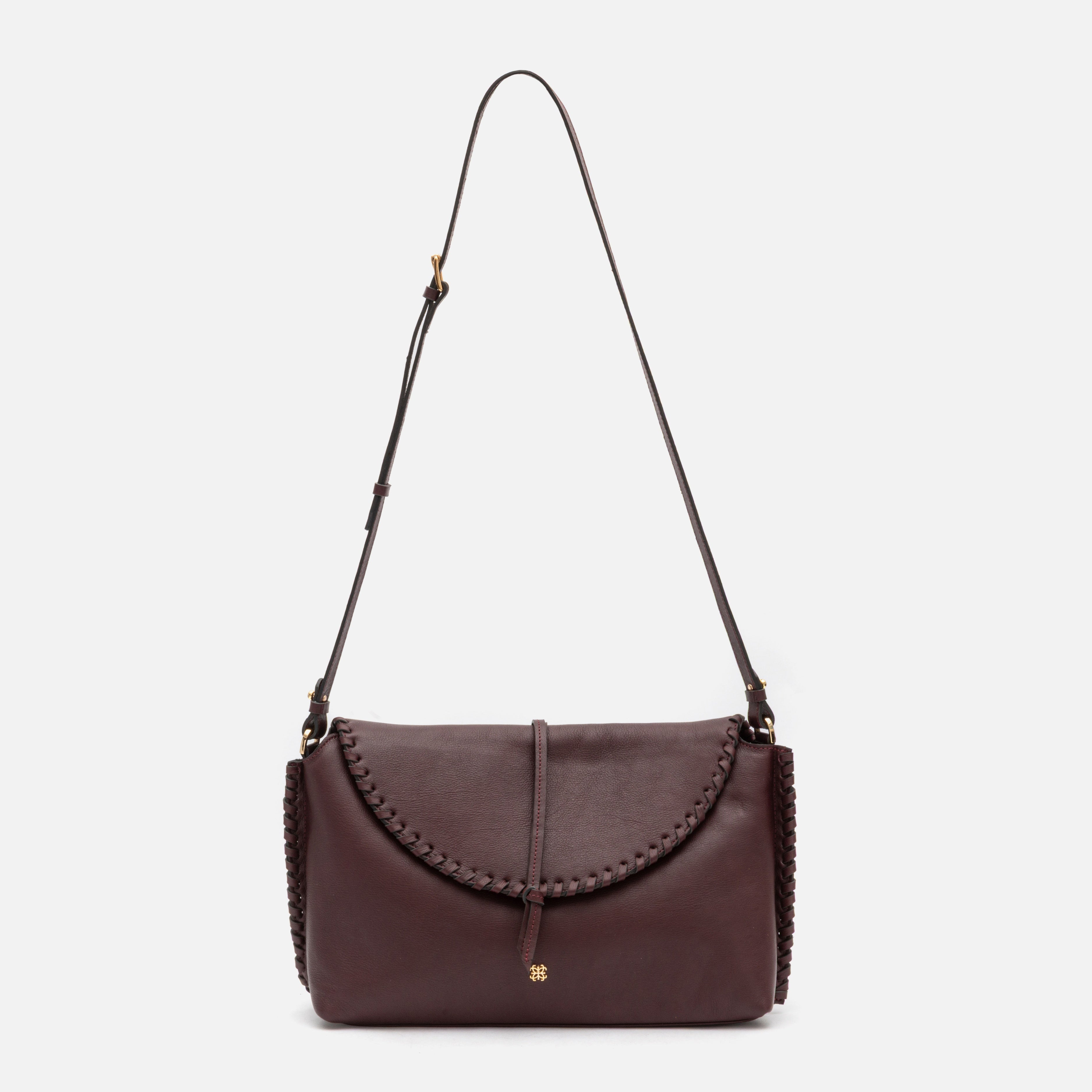 Bolsa Ivy em couro cabernet