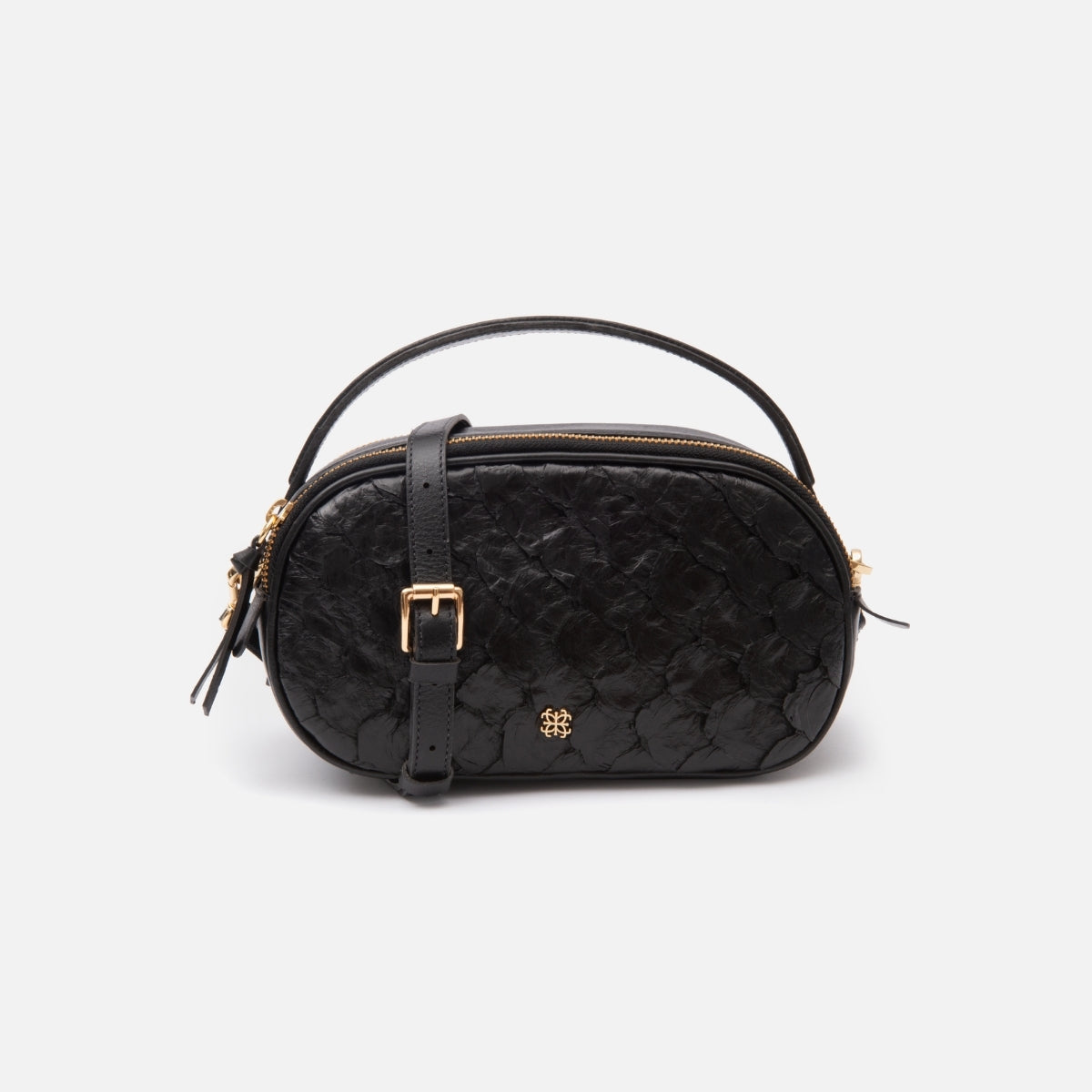 Bolsa Lívia em Couro Pirarucu Preto