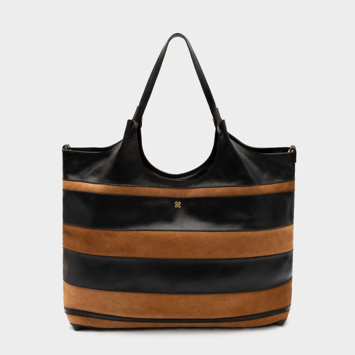 Bolsa Clara Tote Bicolor em Couro e Camurça