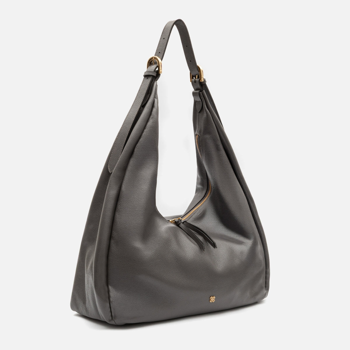 Bolsa Cleo hobo em couro grafite