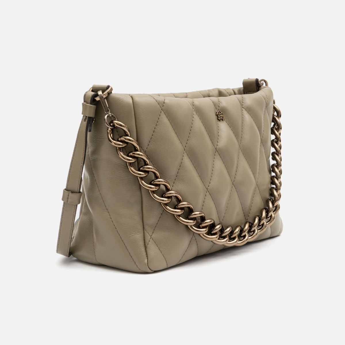 Bolsa Helô M em Couro Khaki