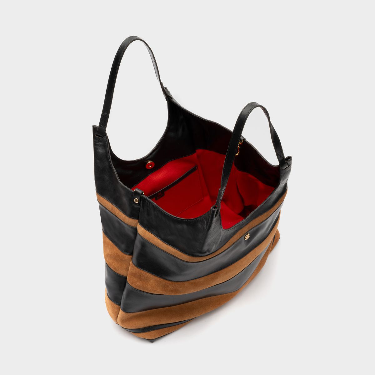 Bolsa Clara Tote Bicolor em Couro e Camurça