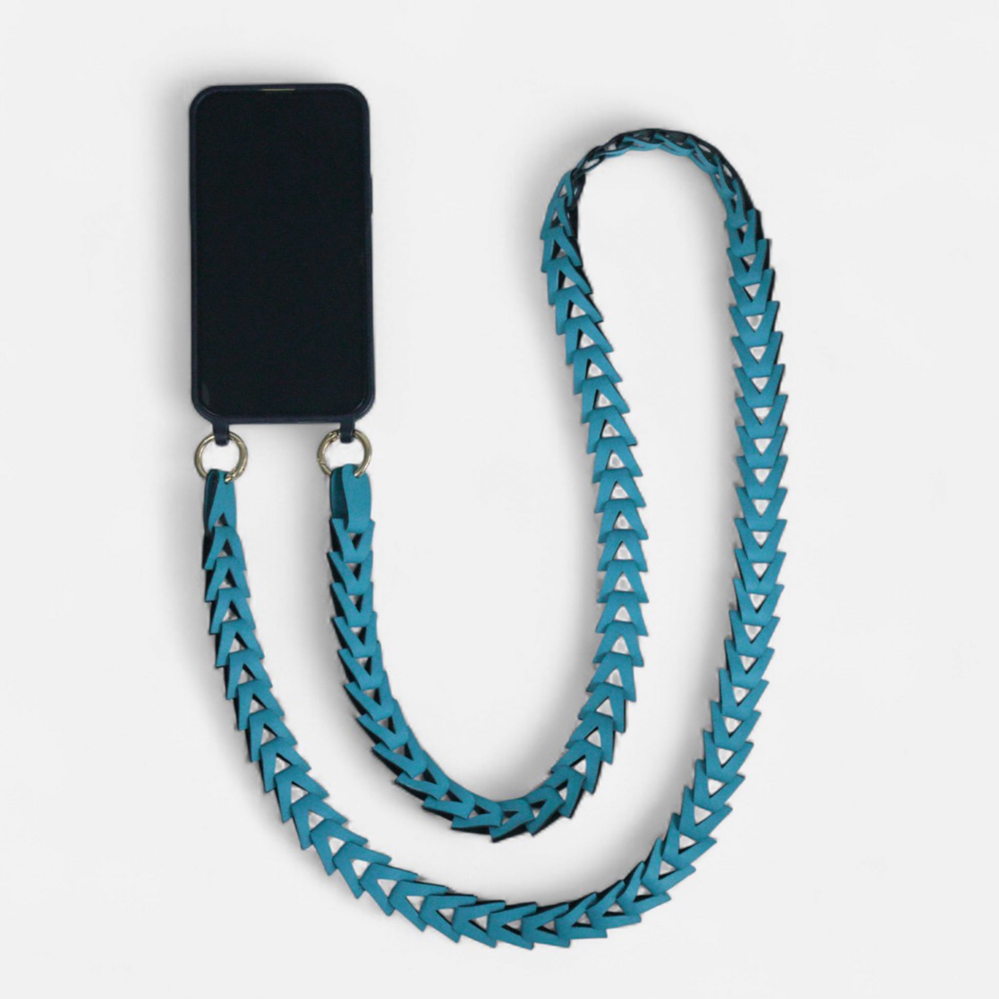 Phone Strap em Couro Turquesa