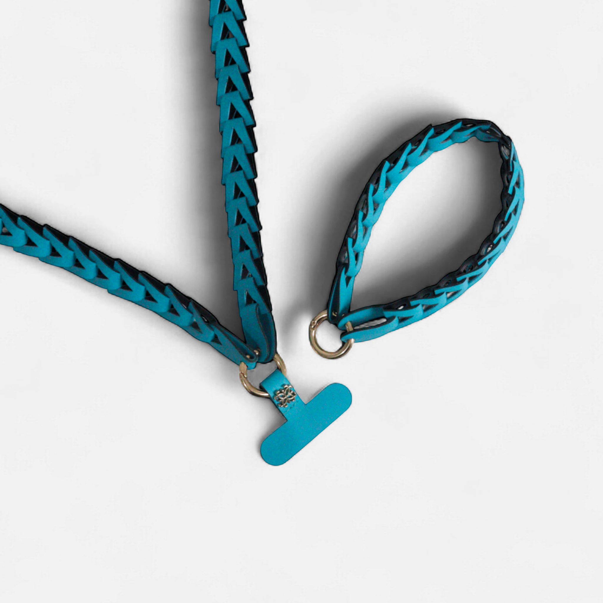 Phone Strap em Couro Turquesa
