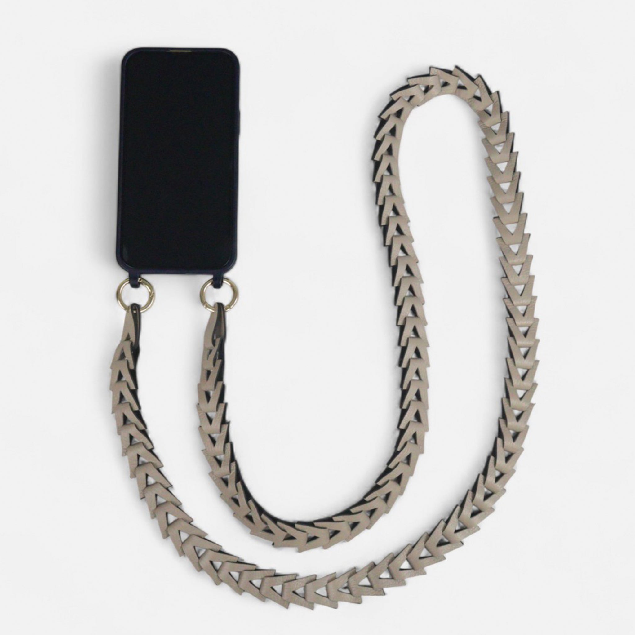 Phone Strap em Couro Bege