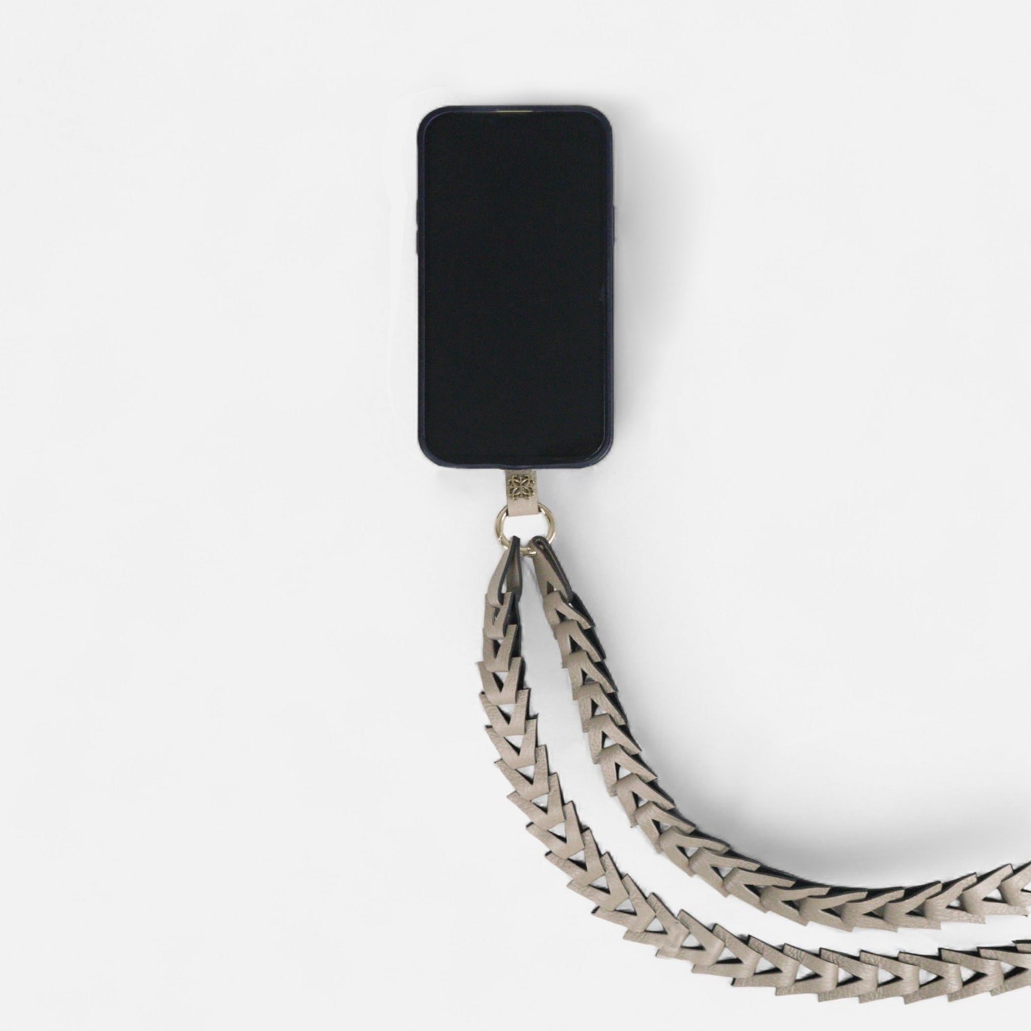 Phone Strap em Couro Bege