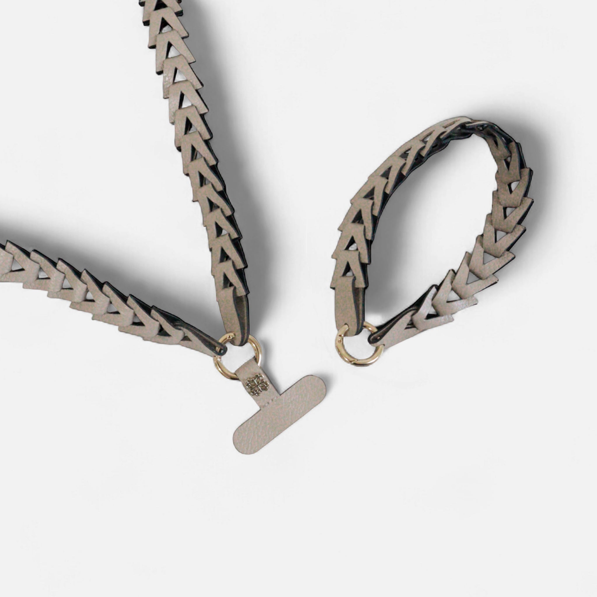 Phone Strap em Couro Bege