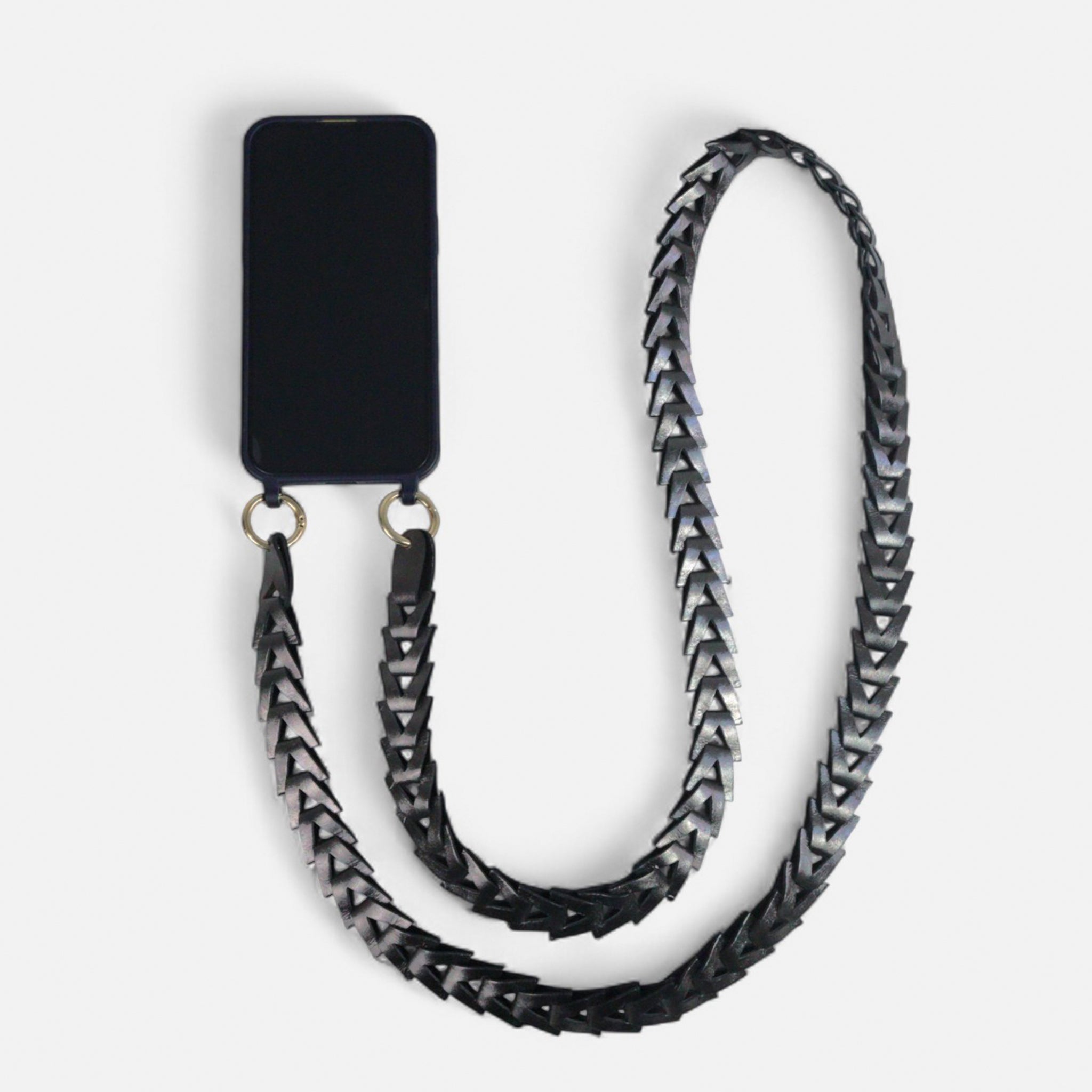 Phone Strap em Couro Carbono