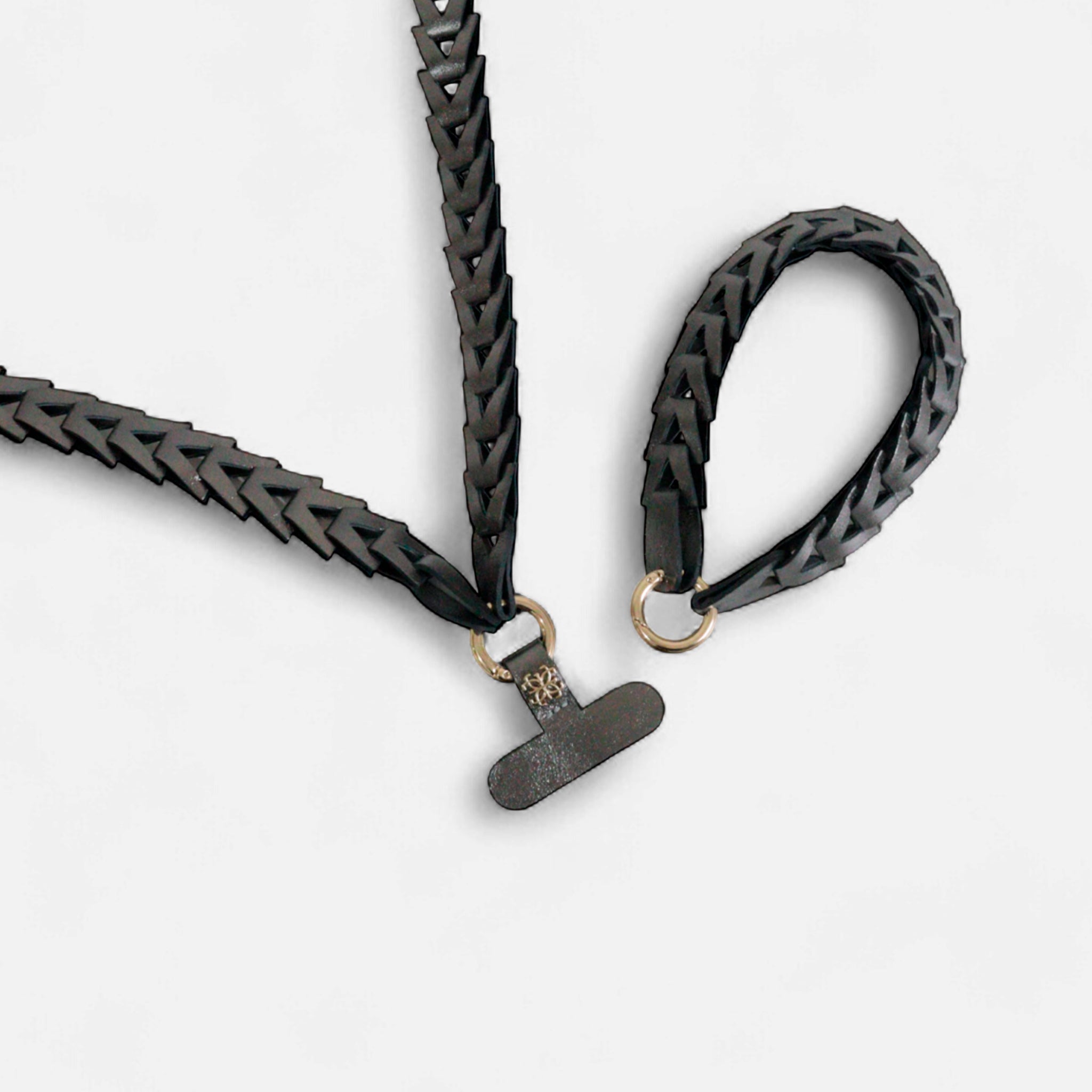 Phone Strap em Couro Carbono