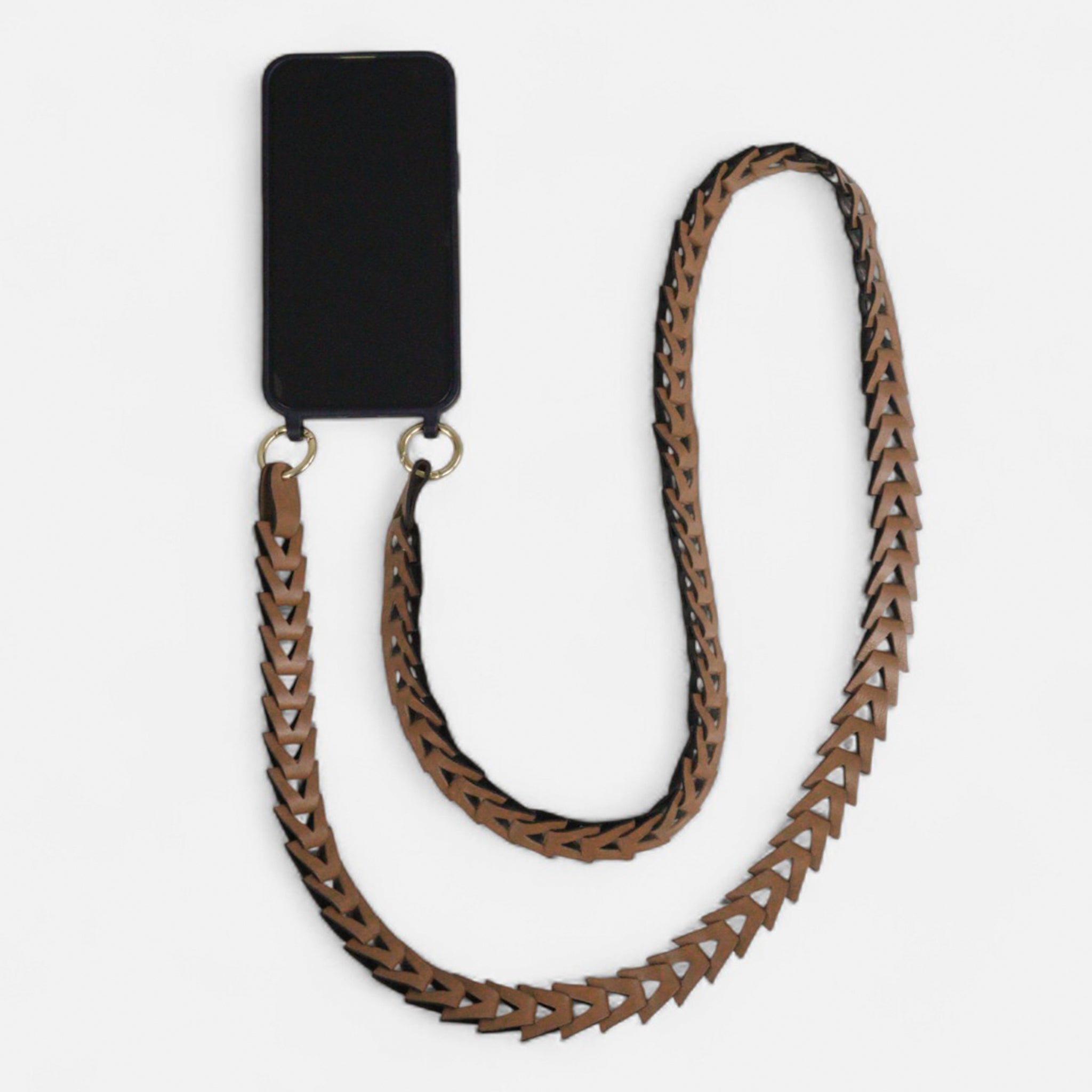Phone Strap em Couro Carmel