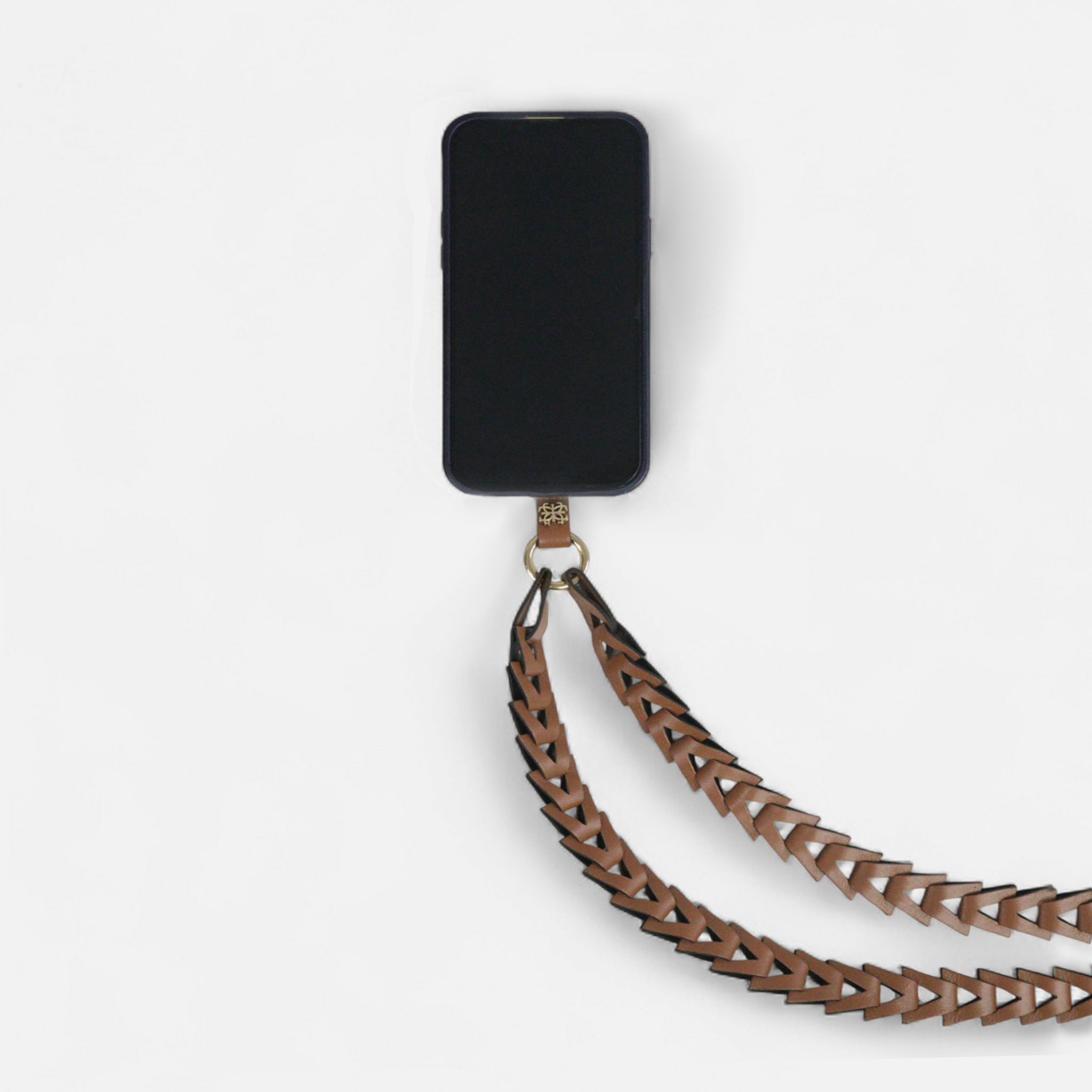 Phone Strap em Couro Carmel